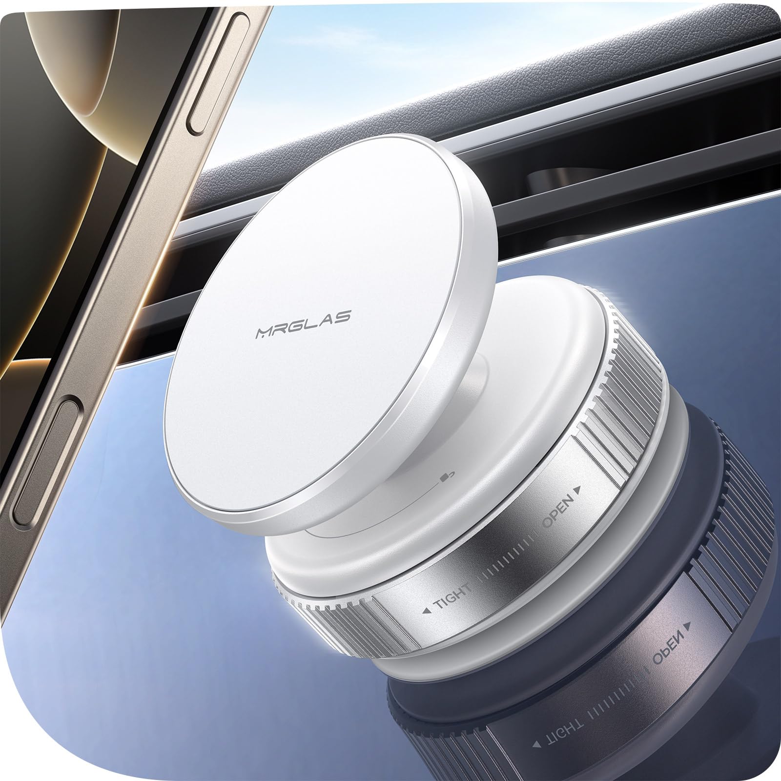 Mrglas Upgraded 360 Adjustable Vacuum Magnetic Phone Holder Stand[Strongest Suction & Ultra Magnetic] Car Phone Mount For Magsaf