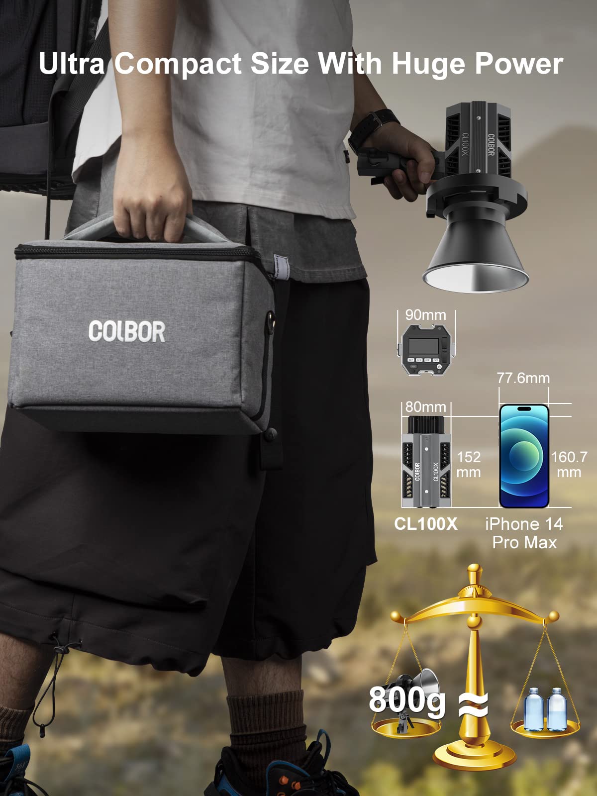 Video Light, Colbor Cl100X 110W Bi Colour Video Light 2700K 6500K Cri97+ Cob Continuous Aluminium With Bowens Mount App Control