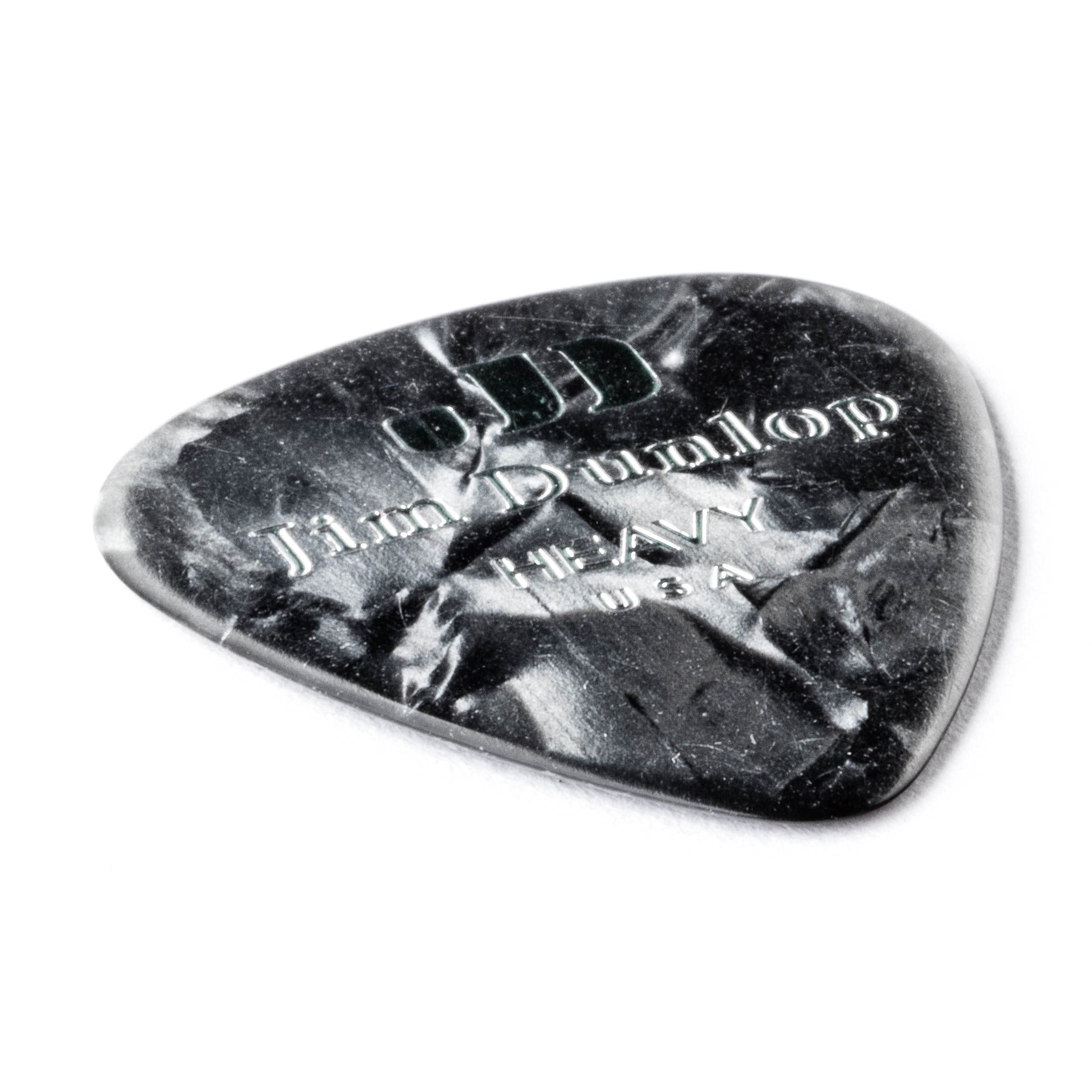 Jim Dunlop 483P02Hv Genuine Celluloid, Black Pearloid, Heavy, 12/Players Pack