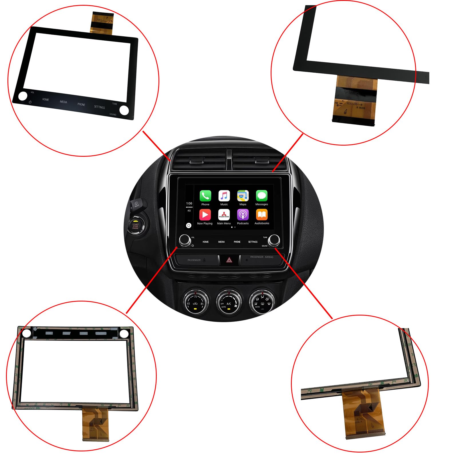 Micarun Touch Screen Digitizer Glass On Navigation Lcd 8 Inch Replacement Fit Mitsubishi Outlander Sport 2020 2021 2022 Mitsubis
