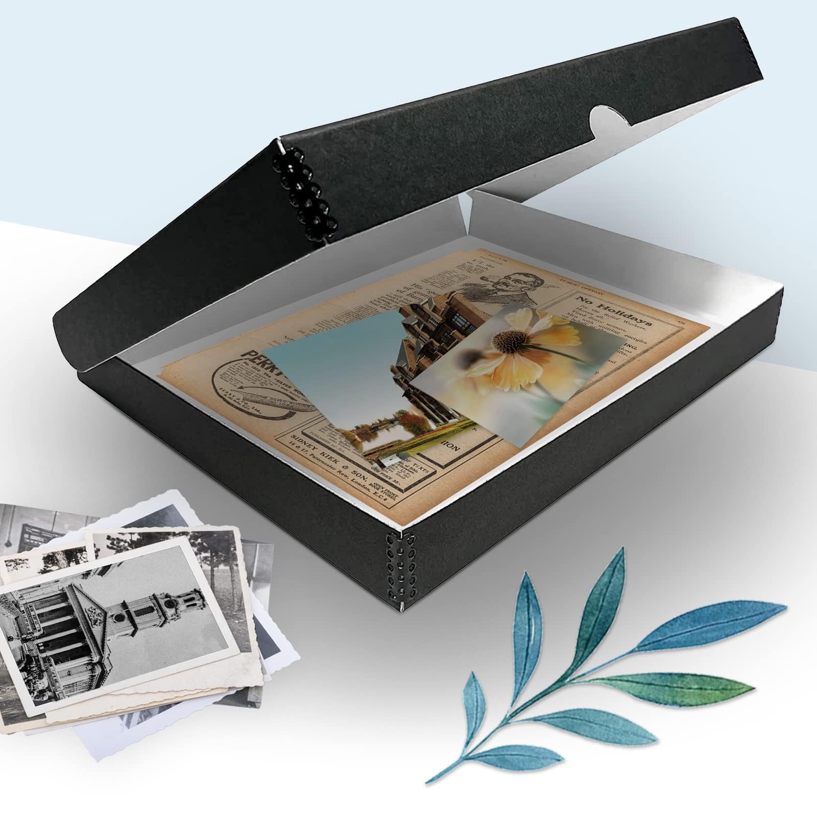 Golden State Art, Archival Folio Storage Box 11X14, Clamshell Design With Metal Edge, Preserve And Store Photos Documents Cards Prints Arts And Crafts Diy, Black, Pack Of 2