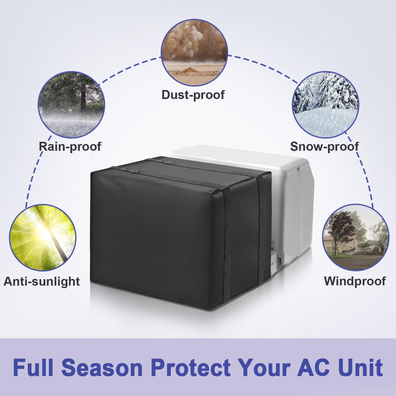 600D U Shaped Window Air Conditioner Cover For Midea U Shaped Ac, Luxiv Black Outdoor Window Ac Waterproof Cover For U Shaped Wi