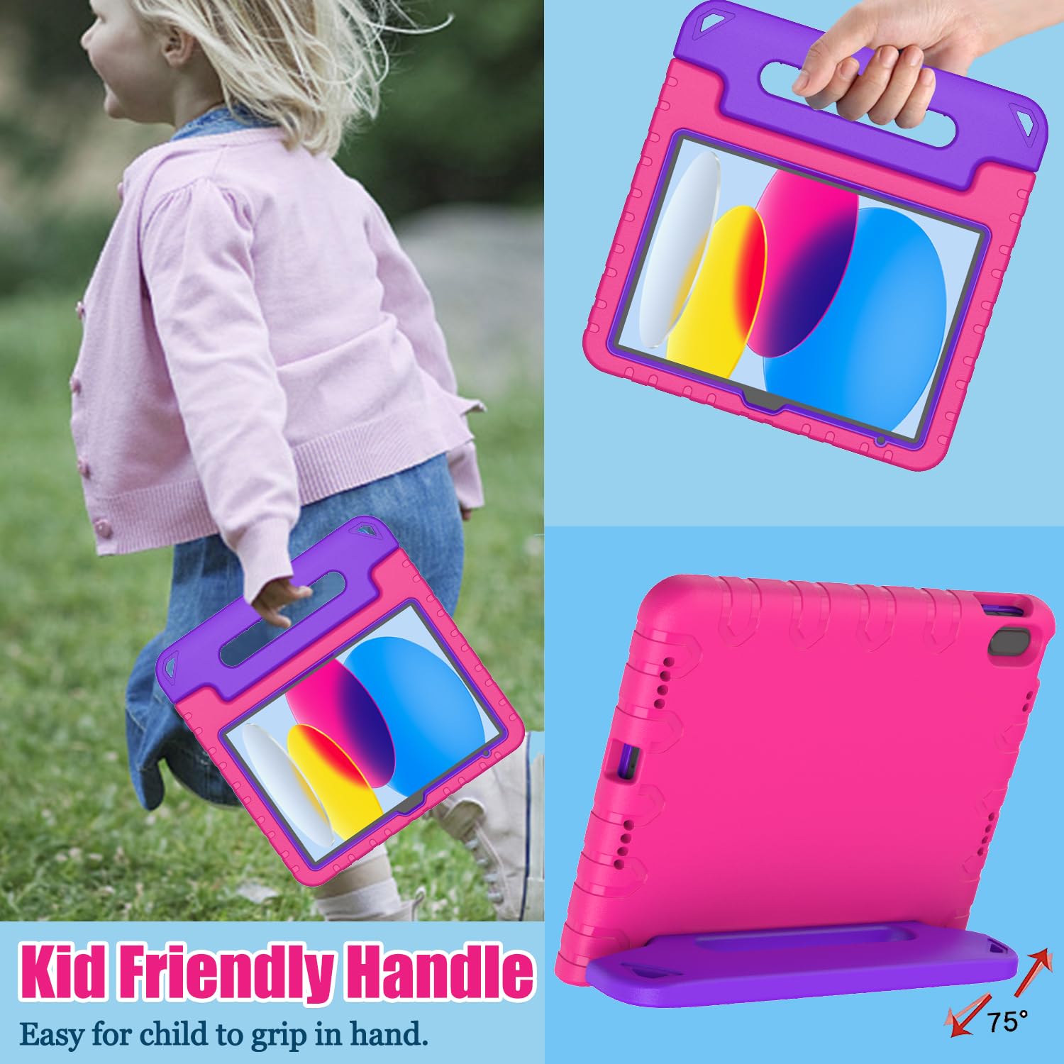 Avawo Case For Ipad 10Th Generation Case Kids 10.9 Inch 2022 Case, Durable Shockproof Lightweight Protective Handle Stand 2022 1