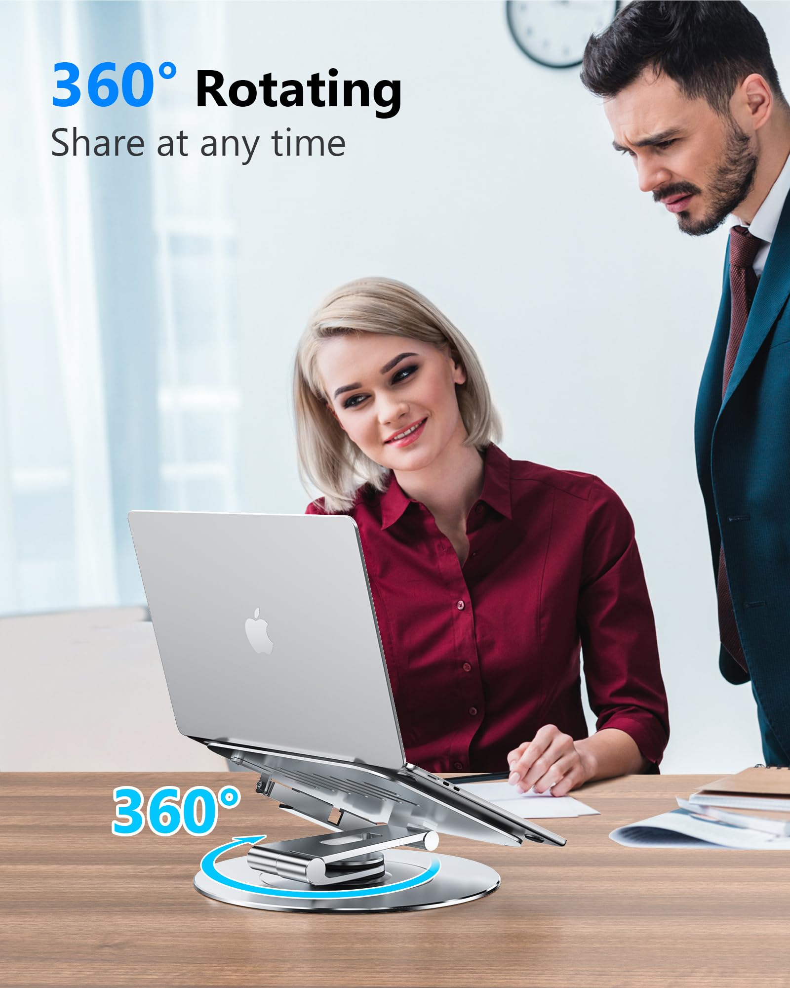 Ntmy Portable Laptop Stand,Adjustable Laptop Riser,360 Rotating Laptop Stand With Phone Holder,Foldable Laptop Stand For Desk,Er