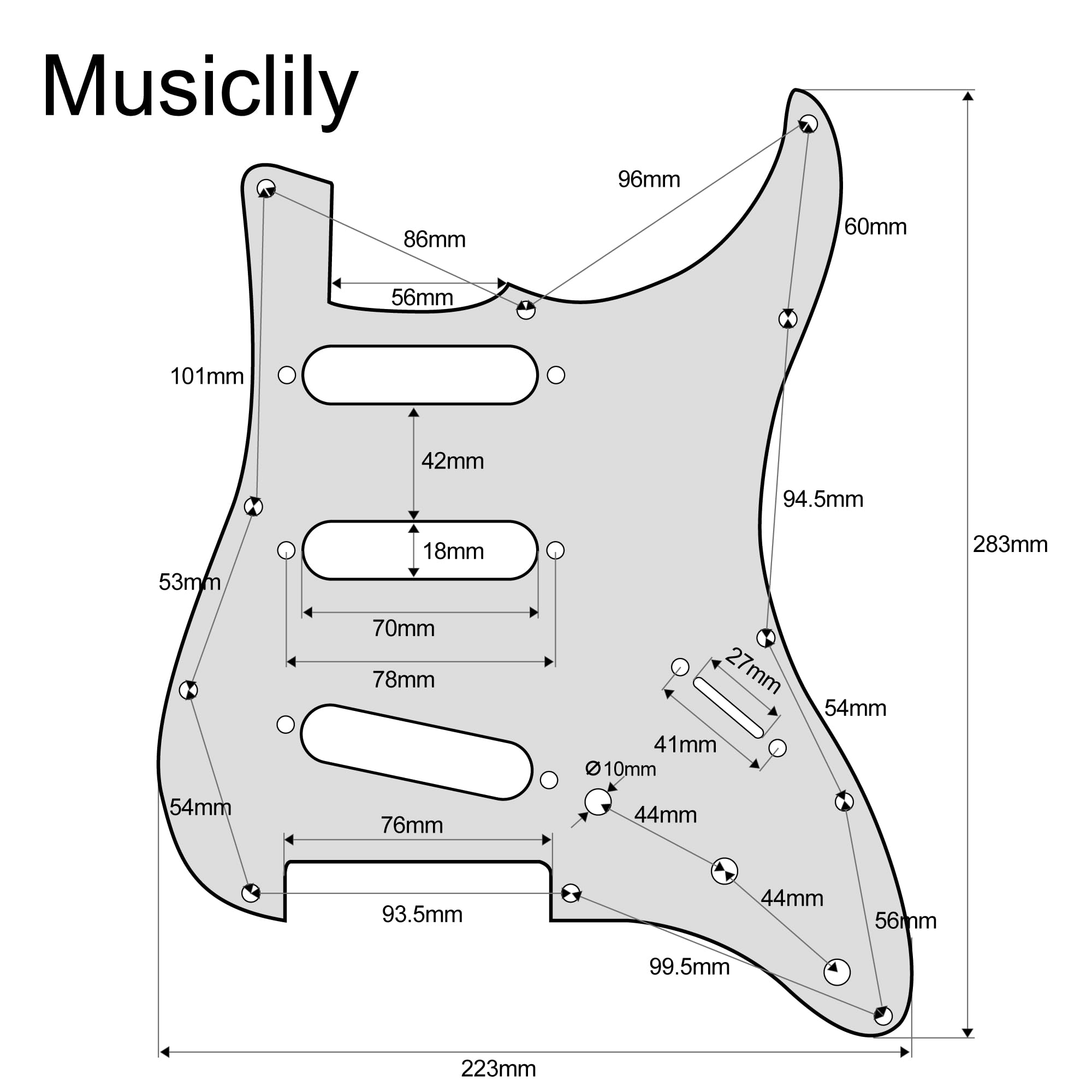 Musiclily Sss 11 Holes Strat Electric Guitar Pickguard Scratch Plate Pick Guards For Fender Usmexico Made Standard Stratocaster
