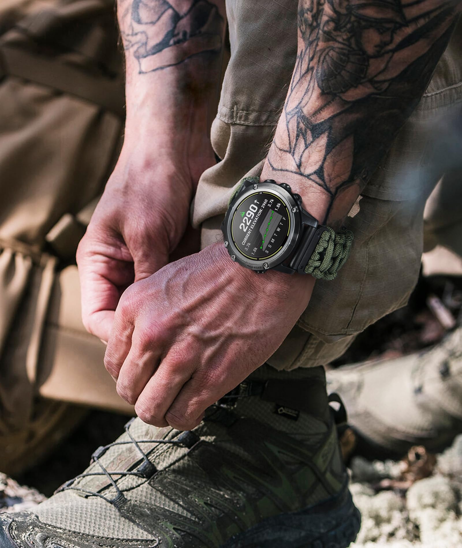 Binlun Compatible With Garmin Watch Band 26Mm 550 Paracord Rugged Military Braided Nylon Watch Strap Design For Garmin Fenixfit