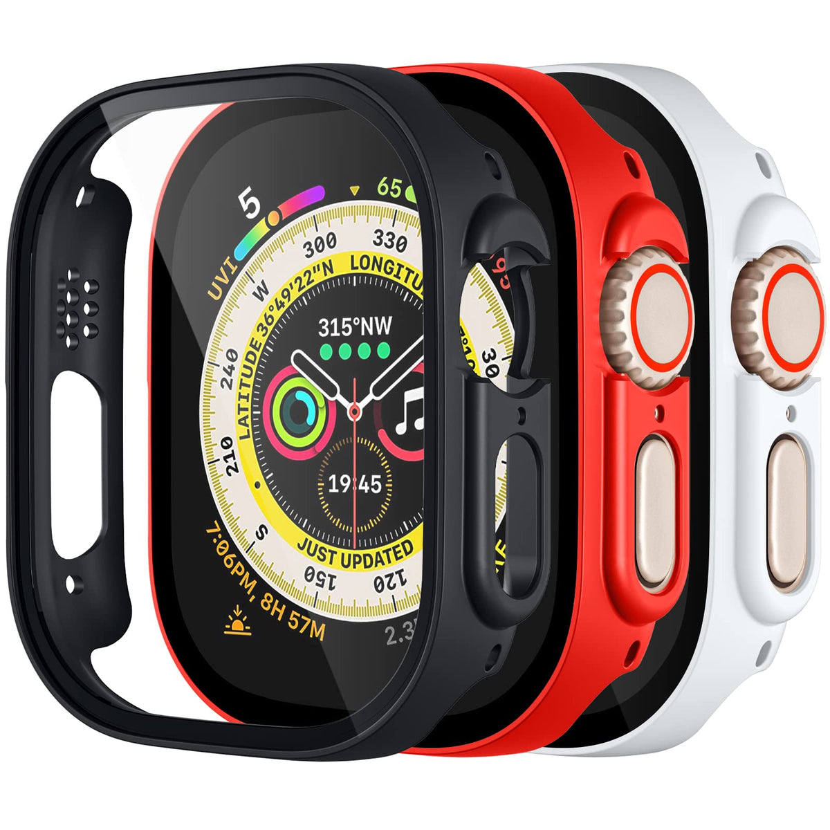 Charlam Compatible With 49Mm Apple Watch Screen Protector Ultra Iwatch Case Cover, 3 Pack Hard Pc Edge Bumper Cases Full Coverag