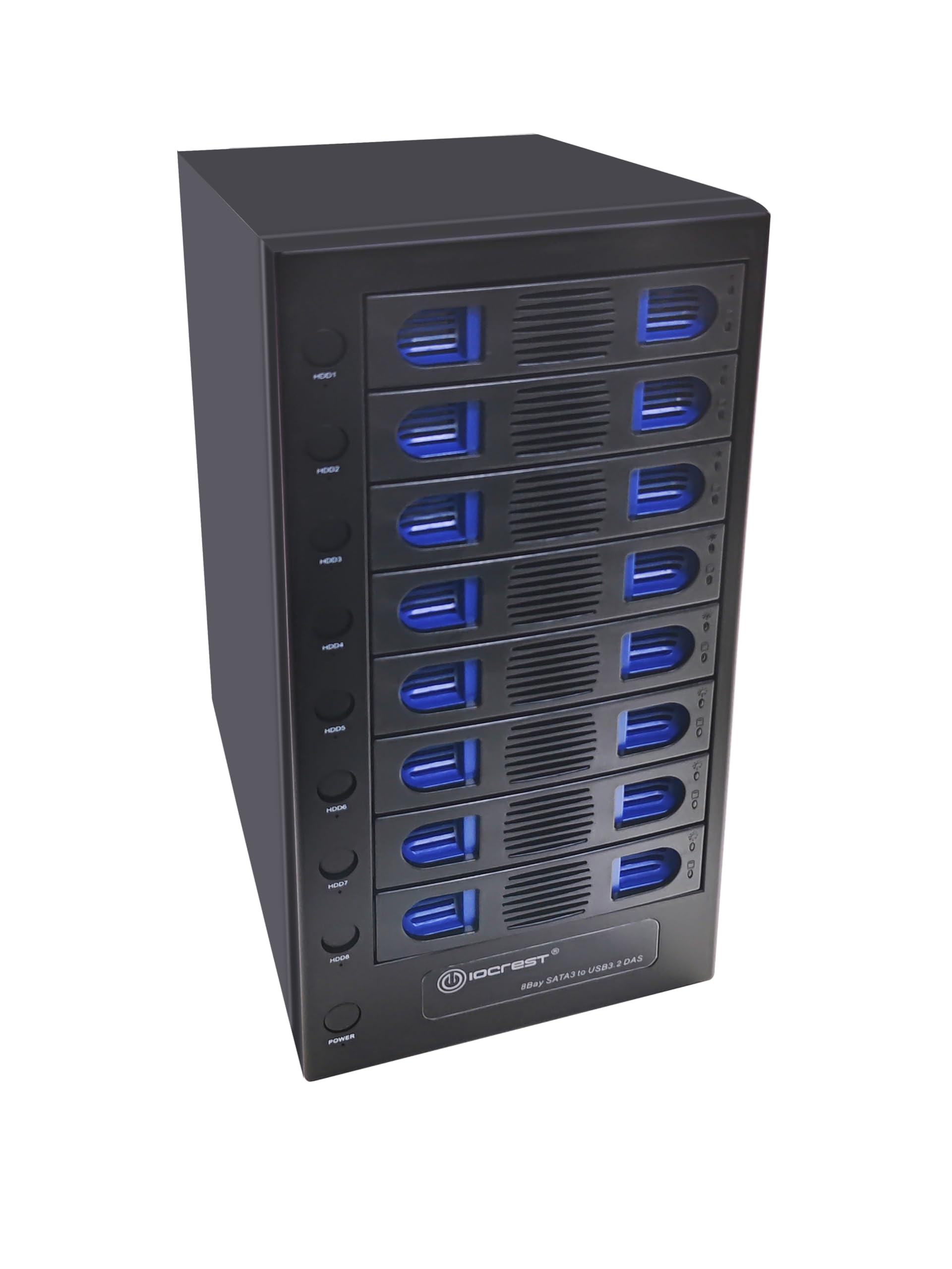 8 Bay Tool Less Tray Hot Swapable 2.5 and 3.5 SATA Hard Drive External USB-C 3.2 (10Gbps) Hard Drive Enclosure. Support up to 8X