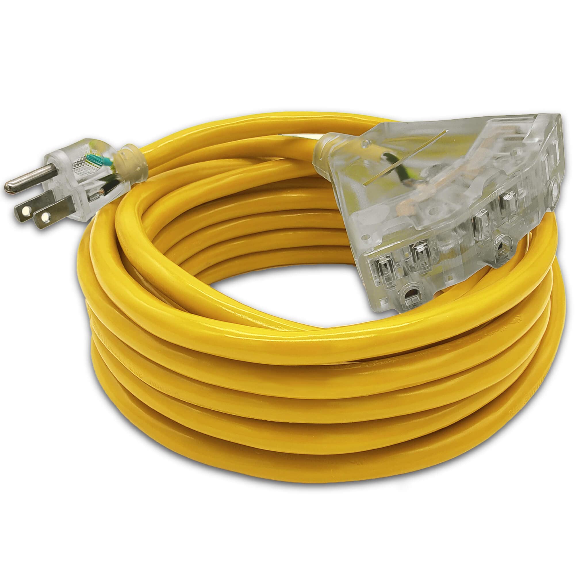 25 Ft   14 Gauge Heavy Duty Extension Cord   3 Outlet Lighted Sjtw   Indoor/Outdoor Extension Cord By Watt'S Wire   25' 14 Gauge