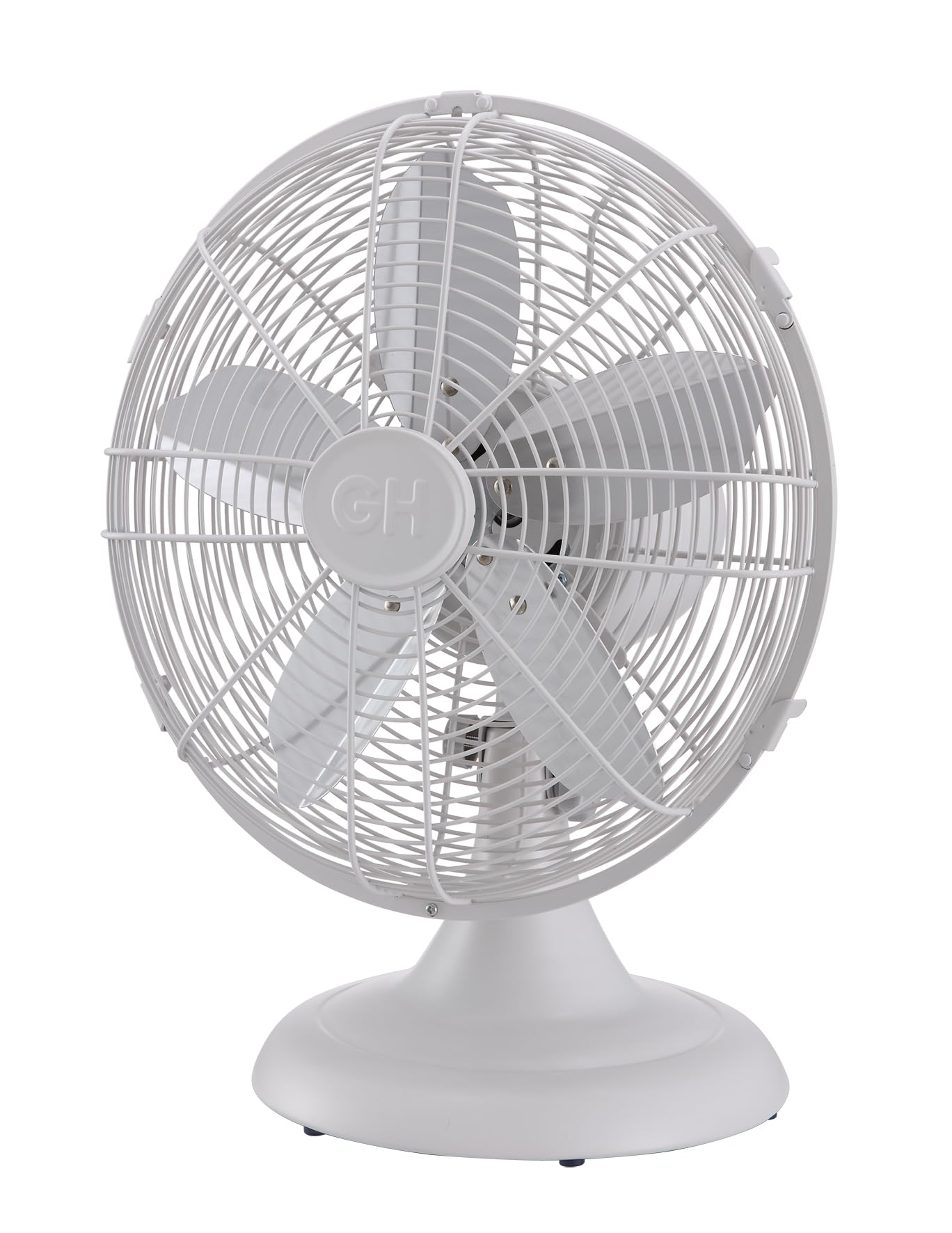 Good Housekeeping All Metal (92602) Oscillating 12'' Retro Desk Office Table Fan (Matte White)