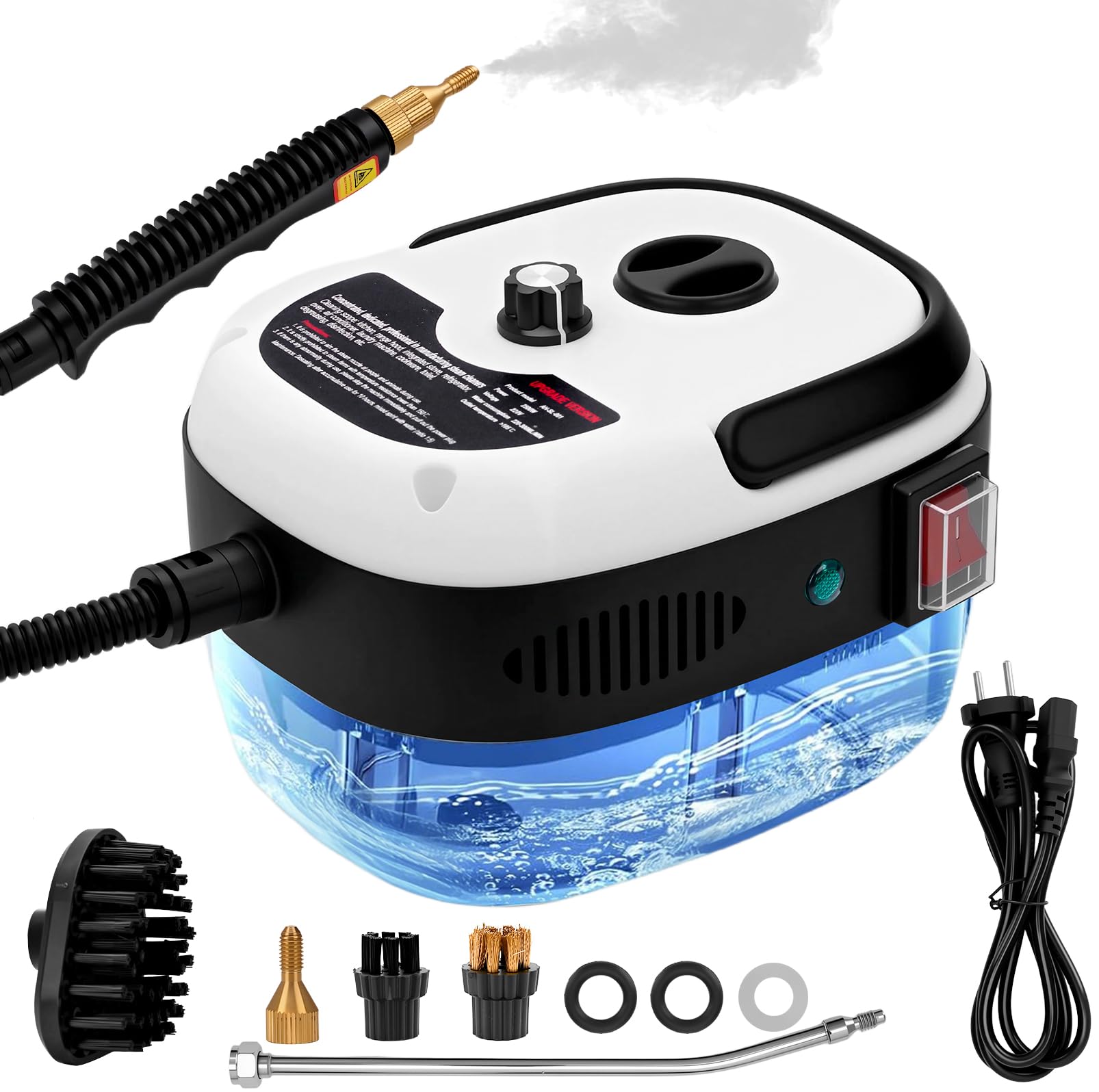 Steam Cleaner for Home, 1000ml Portable Steamer for Cleaning with 3 Brush Heads, 6Level Adjustable and 15s HeatUp, Handheld St