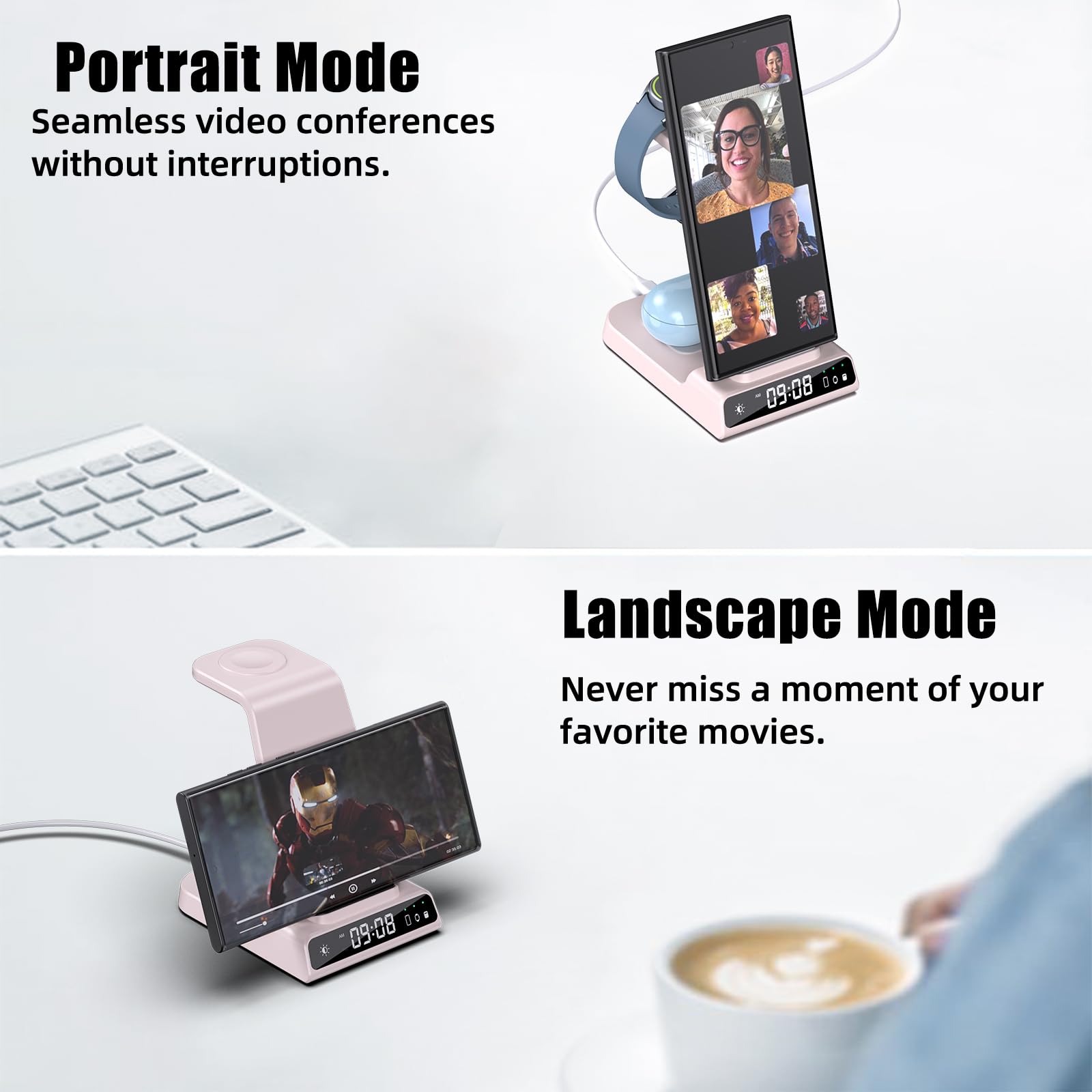 Wireless Charger For Samsung Charging Station, 3 In 1 Android Phone Wireless Charger For Samsung Galaxy S24 Ultra/S23 Ultra/Z Fl