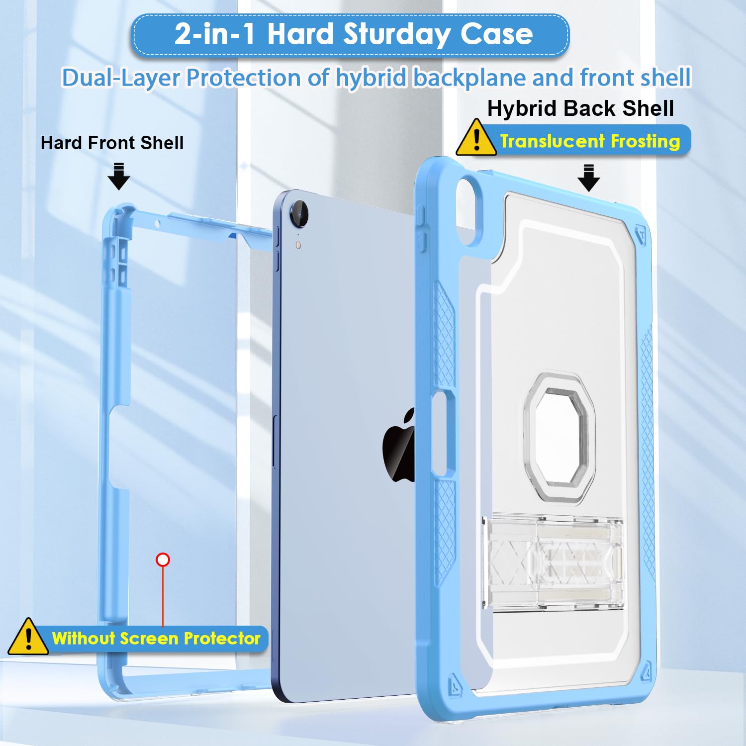 Zonefoker For Ipad Air 6Th 11 Inch M2 Generation Case 2024, Ipad 5Th/4Th 11 Inch 2022/2020, Sky Blue Slim Cover With Pencil Hold