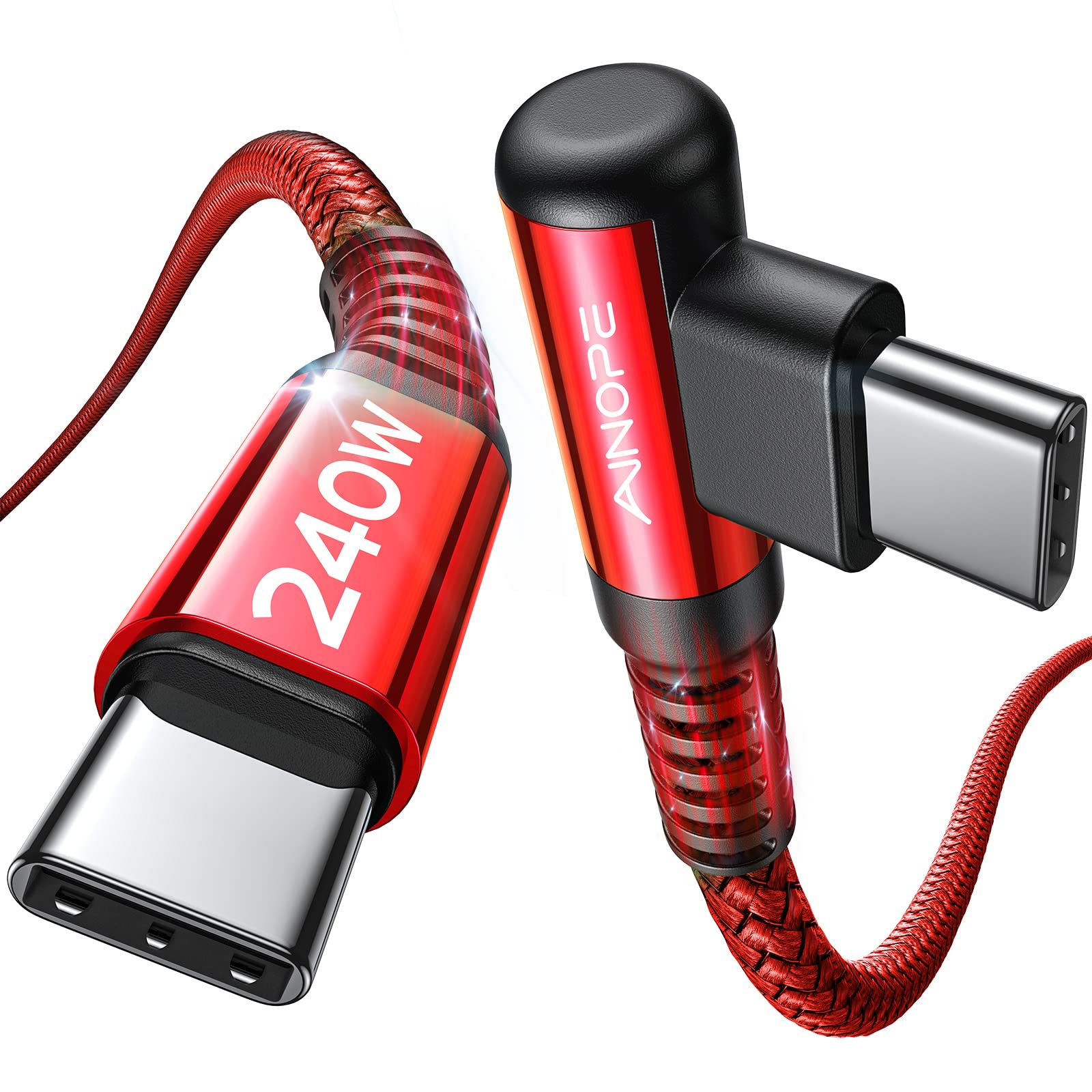 Ainope 240W Usb C To Usb C Cable 10Ft, Braided Usb C Charger Cable Fast Charge For Iphone15/15Pro/15Plus/15Promax, Ipad Pro 2020