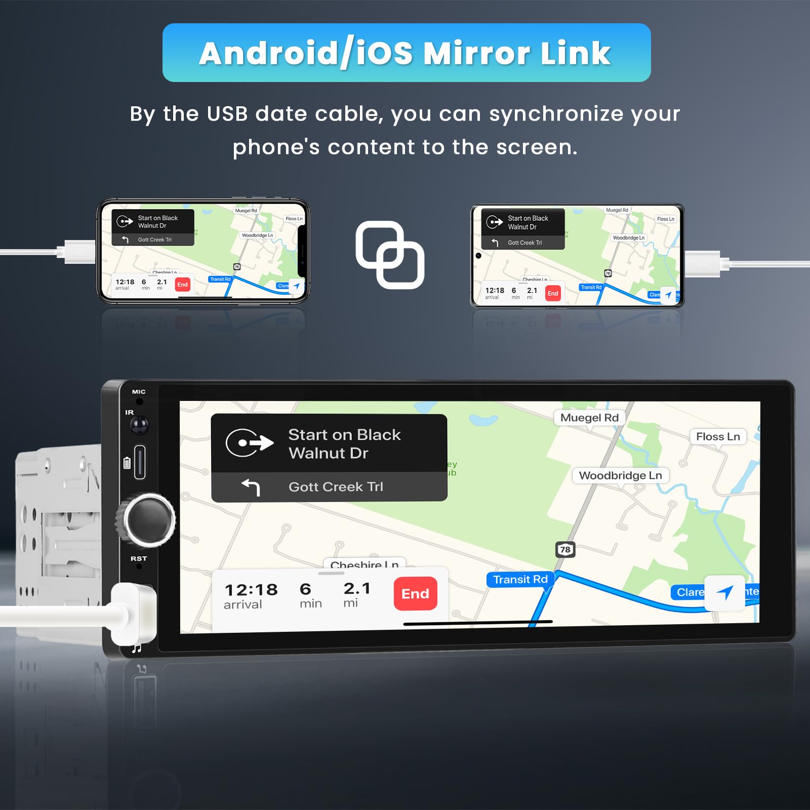 Inefala 6.9 Inch Single Din Car Stereo With Wireless Carplay Android Auto Hd Touchscreen Radio Receiver With Bluetooth 5.1 Audio