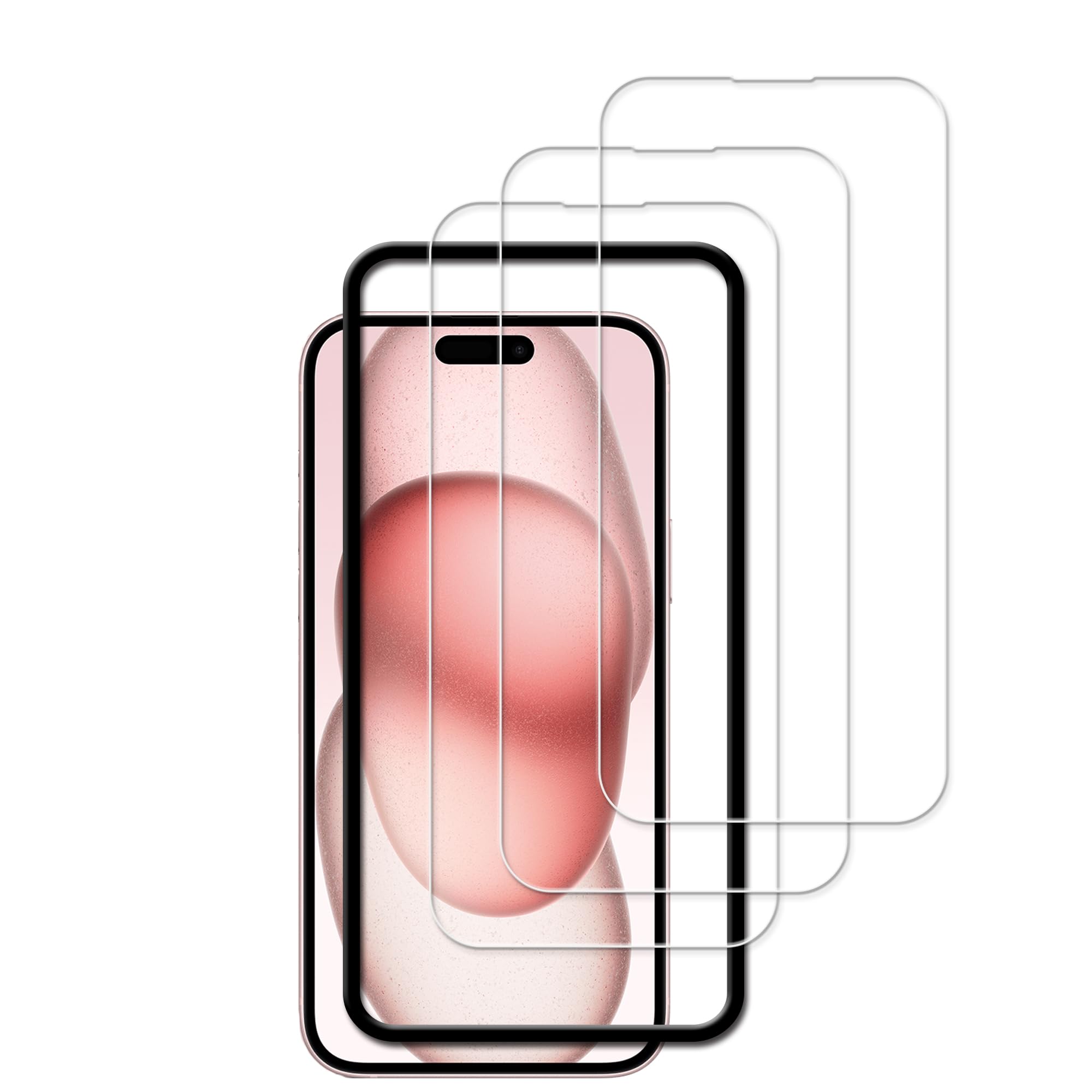 Hkkais Screen Protector For Iphone15 Plus Tempered Glass Film With Easy Alignment Tool 3 Pack