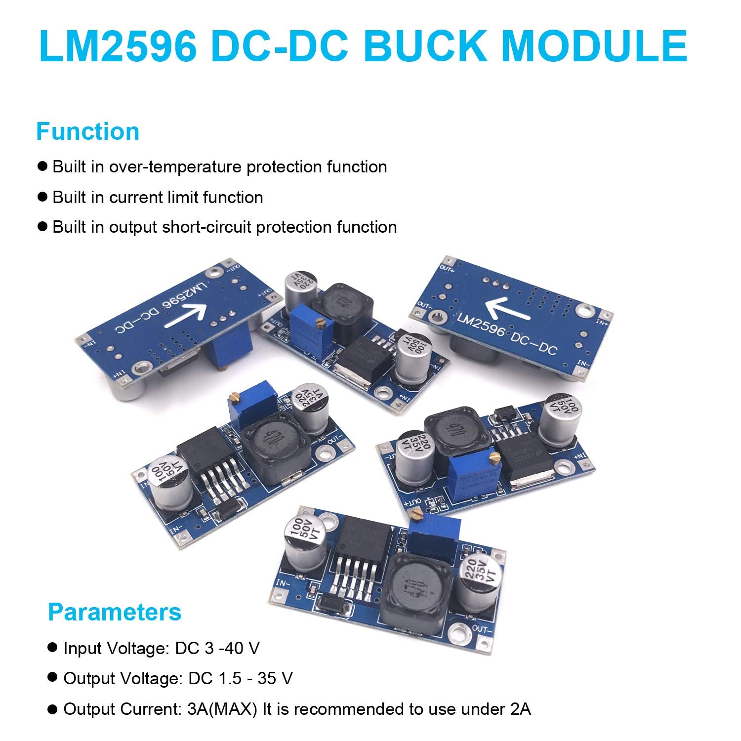 Bulvack 10 Pack Lm2596 Dc Dc Buck Converter Step Down Module Power Supply Dip Output 1.25V 30V 3A