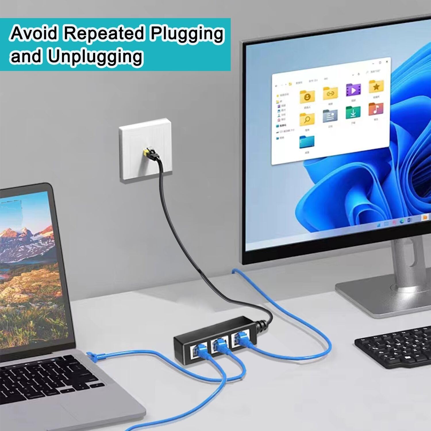 Ukiism Rj45 Ethernet Splitter 1 To 3, Gigabit Ethernet Switch, Starlink Ethernet Adapter For Rj45 Splitter For Cat5/5E/6/7/8 Cab