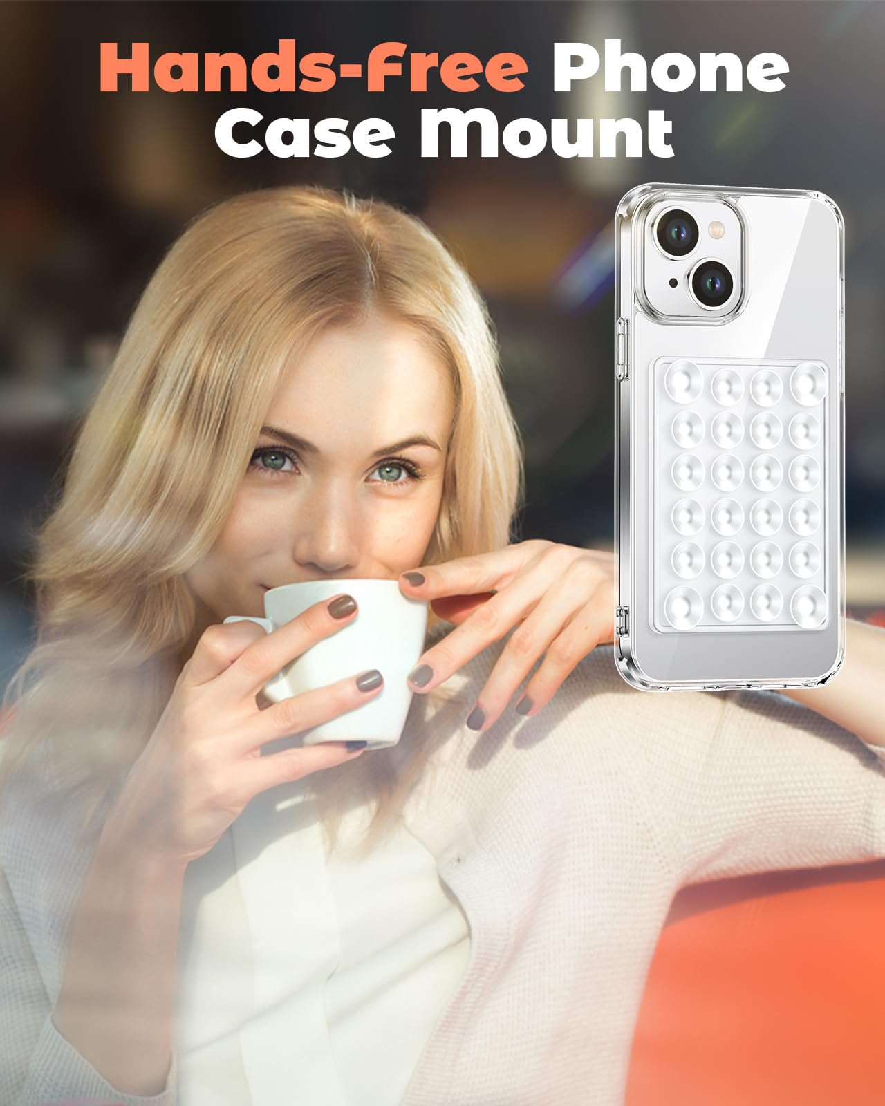 Miss Arts For Iphone 15 Case With Suction Cup Phone Mount - Hands Free Strong Silicone Suction Grip Holder For Selfies And Video