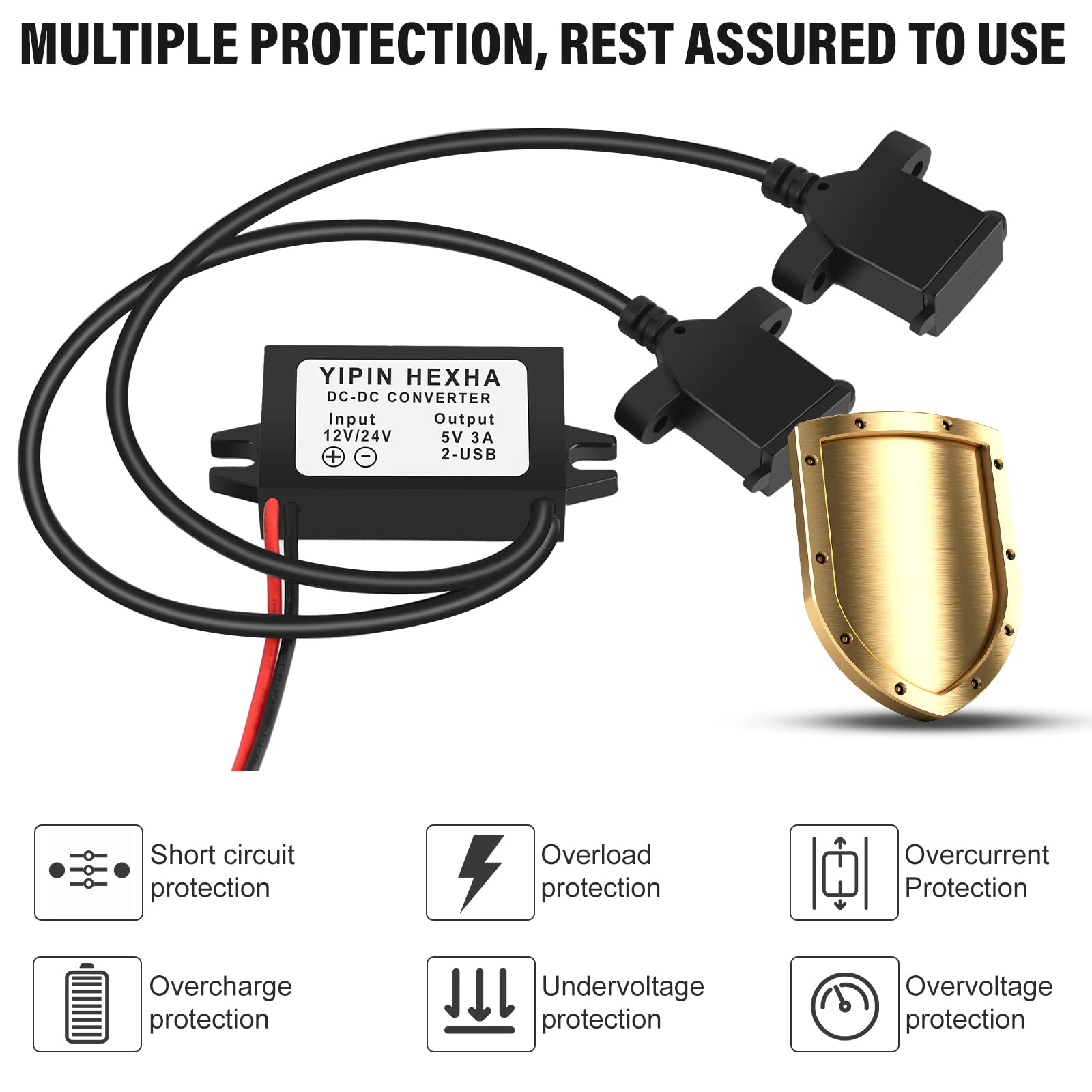 Yipin Hexha Dc Converter 12V 24V To 5V 3A 15W Dual Usb Female Dc Dc Buck Converter Adapter Step Down Module