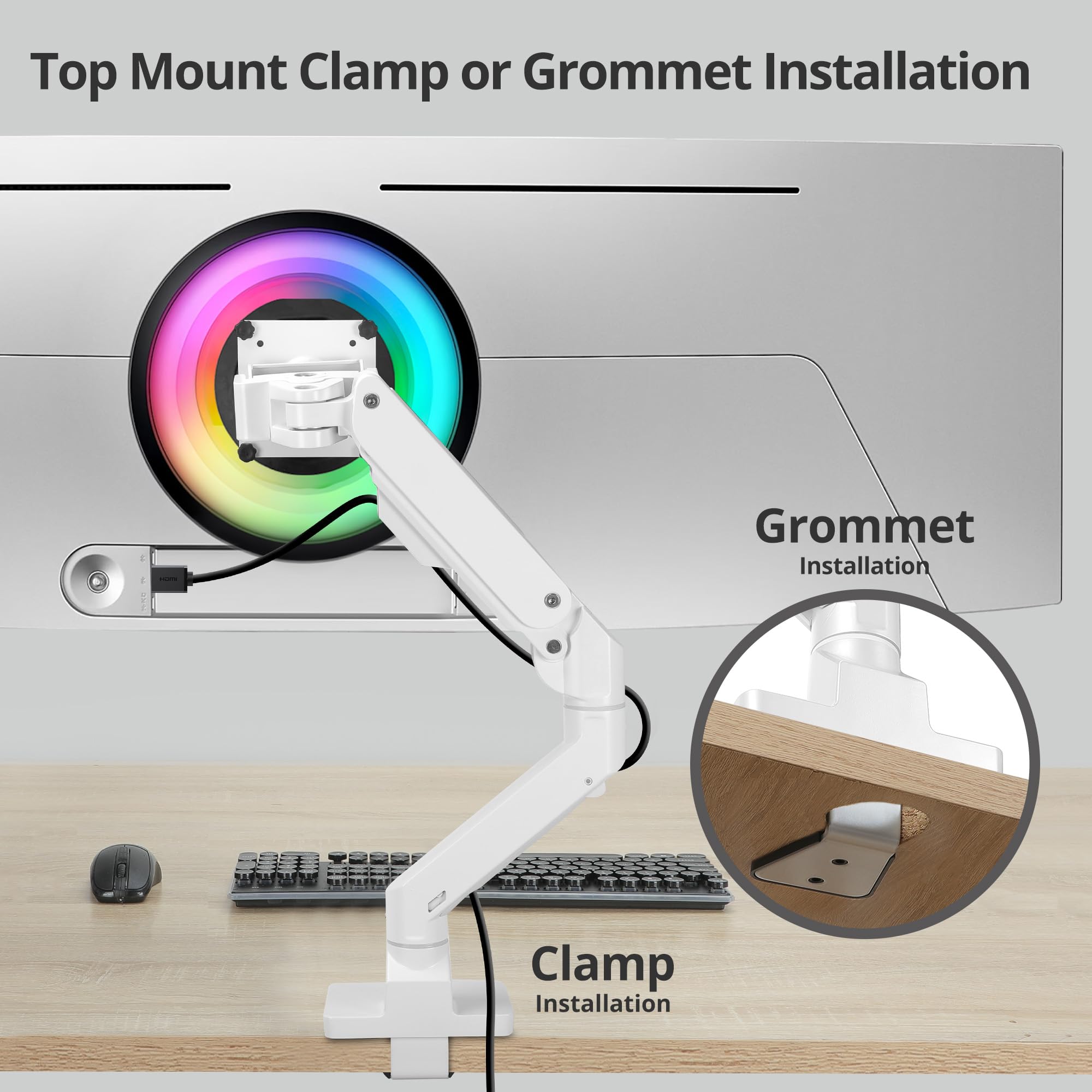 Avlt Single 34    57    Monitor Arm Desk Mount Fits One 44 Lbs Heavy Duty Monitor Full Motion Height Swivel Tilt Rotation Adjust