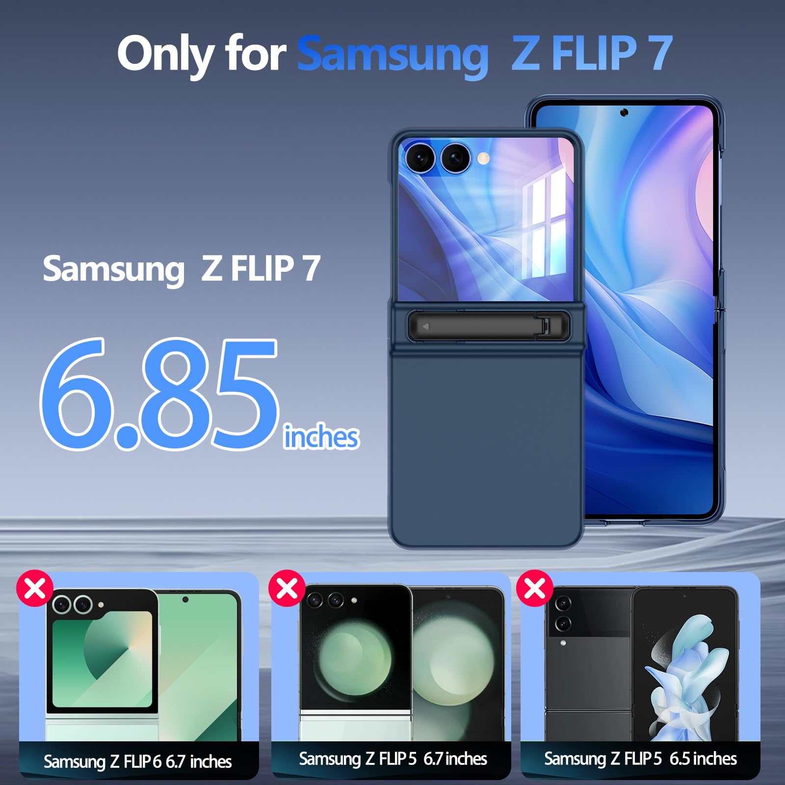 Hekodonk For Galaxy Z Flip 7 Case,[Compatible With Magsafe][Front Screen Protector][Stand][Hinge Protection],Hard Pc Matte Slim