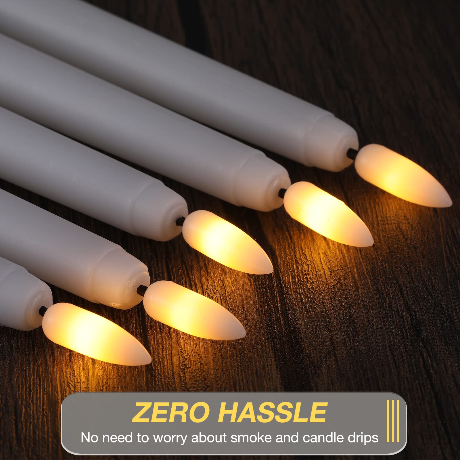 Tuanse 20 Pack White Flameless Taper Candles Bulk Battery Operated Advent Candlesticks With Remote And Timer Long Led Flickering