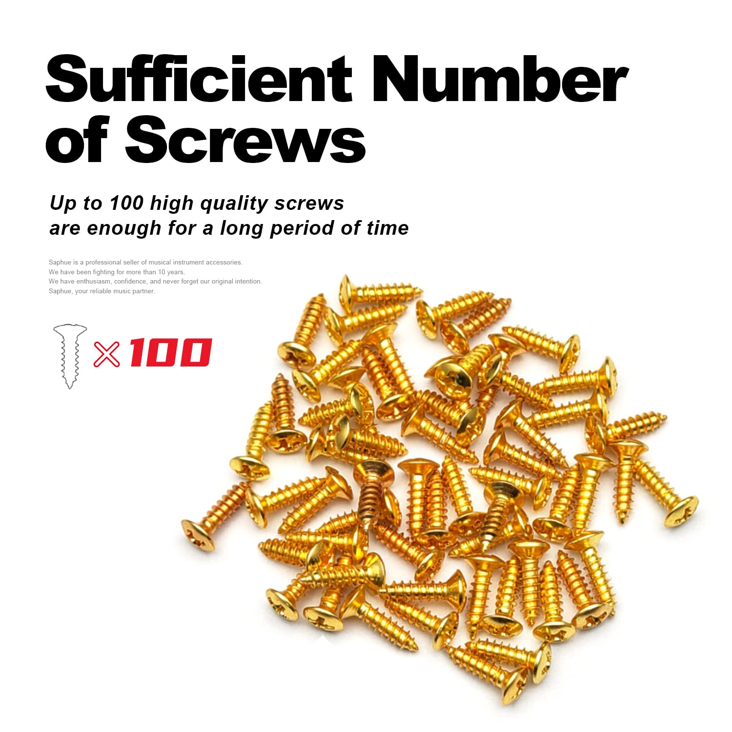 Maxcheer 100Pack Guitar & Bass Pickguard Screws For Strat & Tele (Gold 100 Pack)