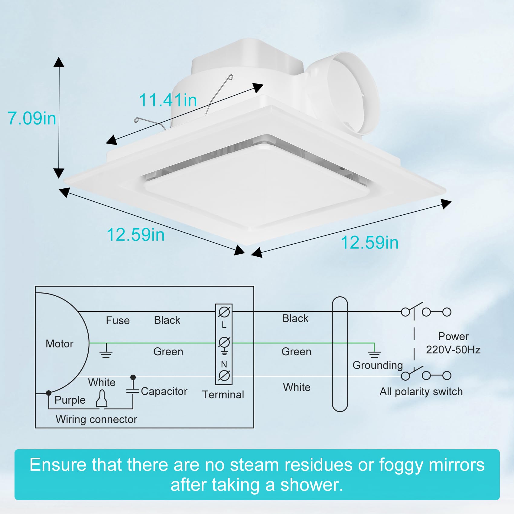 Orsong Bathroom Exhaust Fan Without Light,11 Inch Hole Size,28W Pure Copper Motor,130 Cfm 1.0 Sones Quiet Ceiling Exhaust Fan,4