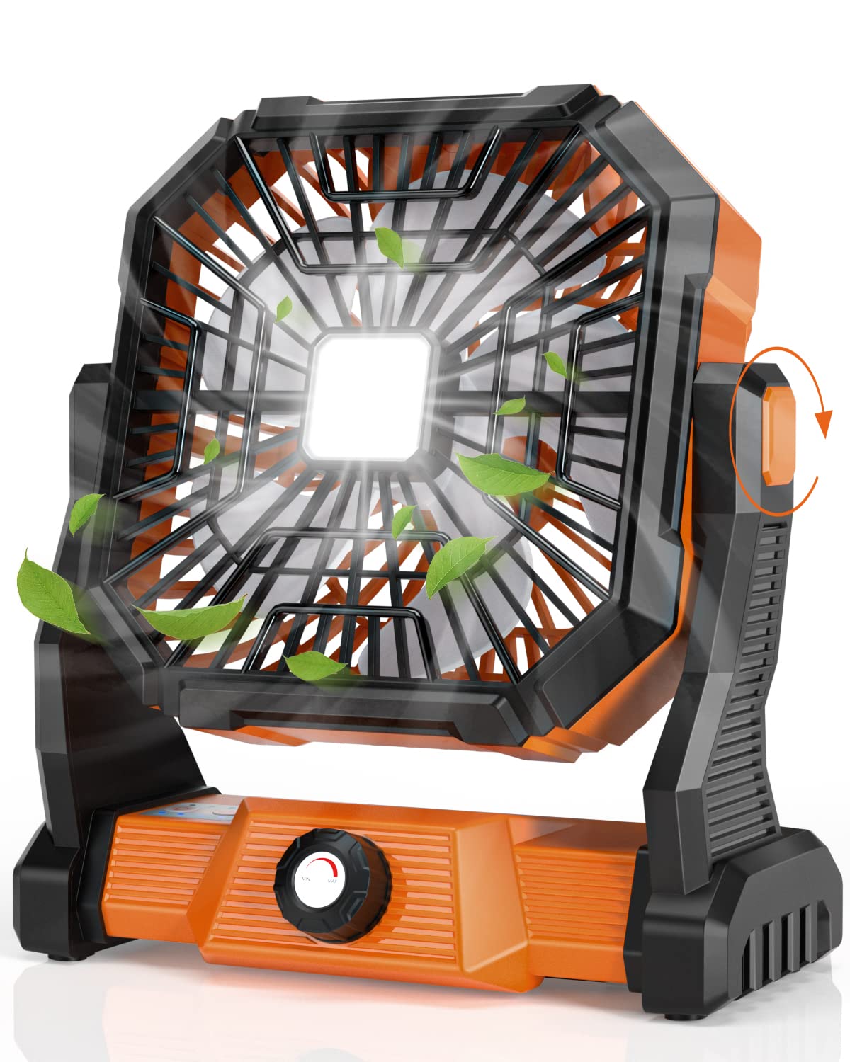 Portable Camping Fan Rechargeable, 20000Mah Battery Powered Fan With Led Lantern, 270Head Rotation, Small Table Fan, Usb Battery