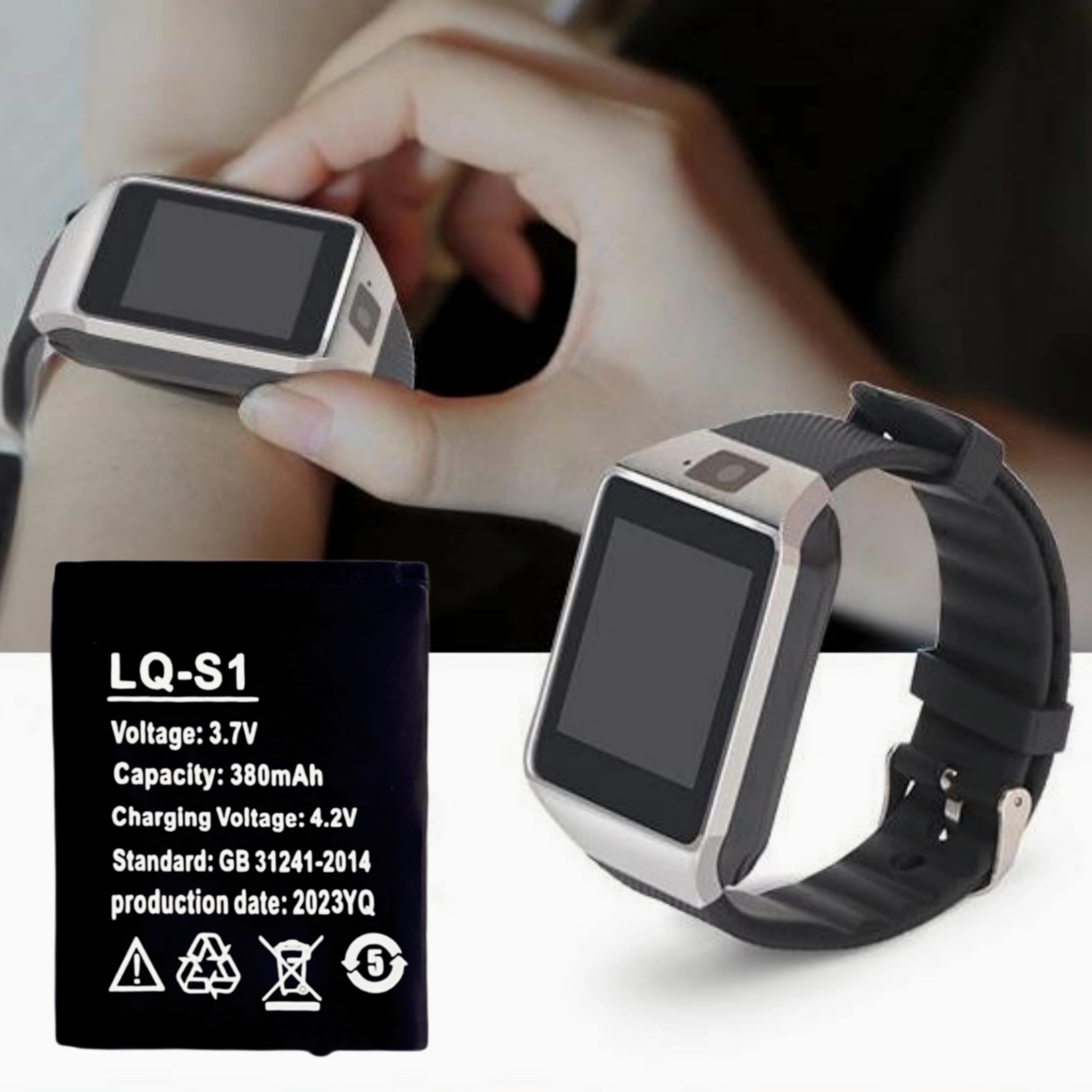 Rechargeable Li Ion Polymer Battery 380Mah 3.7V For Dz09 Smart Watch