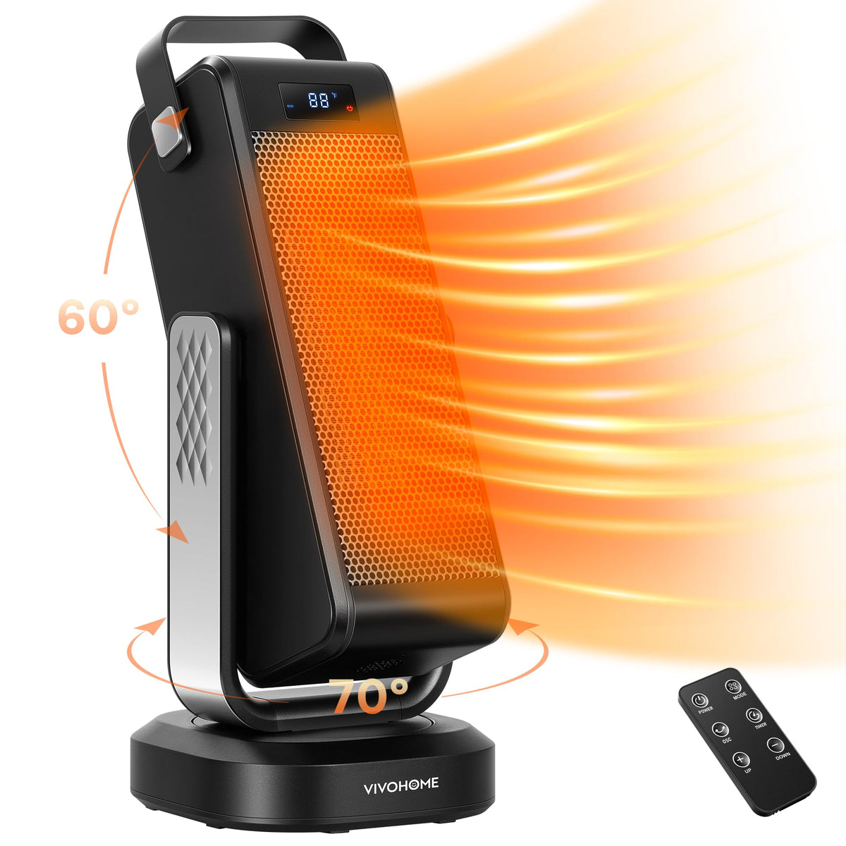 Vivohome Space Heater For Indoor Use, 3D Oscillating Portable Quiet Space Heater Large Room, 1500W Electric Ceramic Heater With