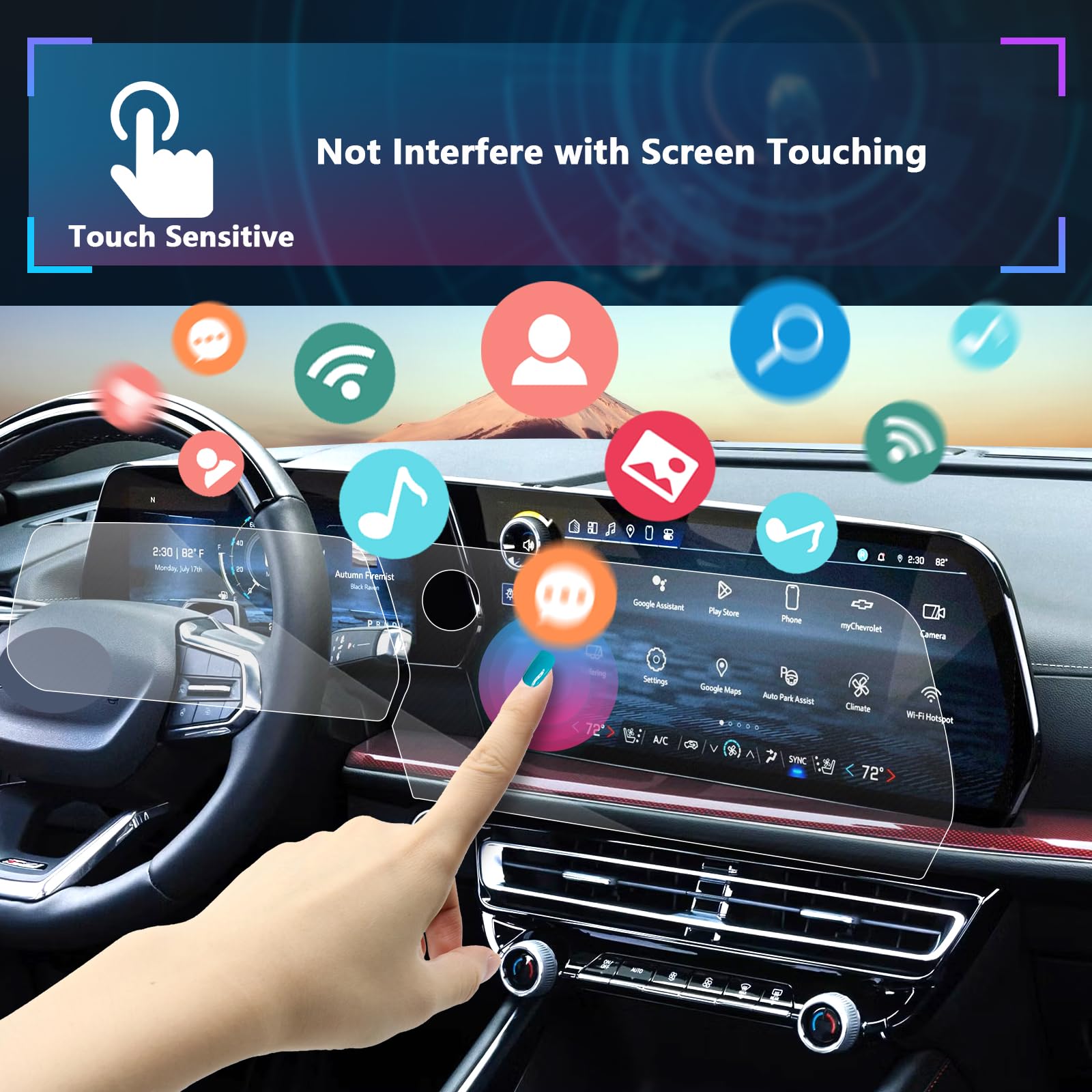 Sxcy For 2024 Chevrolet Silverado Ev Accessories 2024 Equinox Ev/Silverado Ev Rst Touch Display Screen Protector[17.7 Inch+ 11 Inch] [2 * 2Pcs Nano]