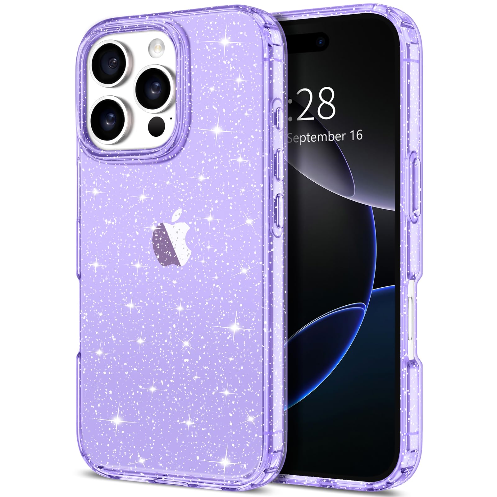 Hython Case For Iphone 16 Pro Case Glitter, Clear Glitter Sparkly Shiny Bling Sparkle Cute Cover, Anti Scratch Soft Tpu Thin Sli