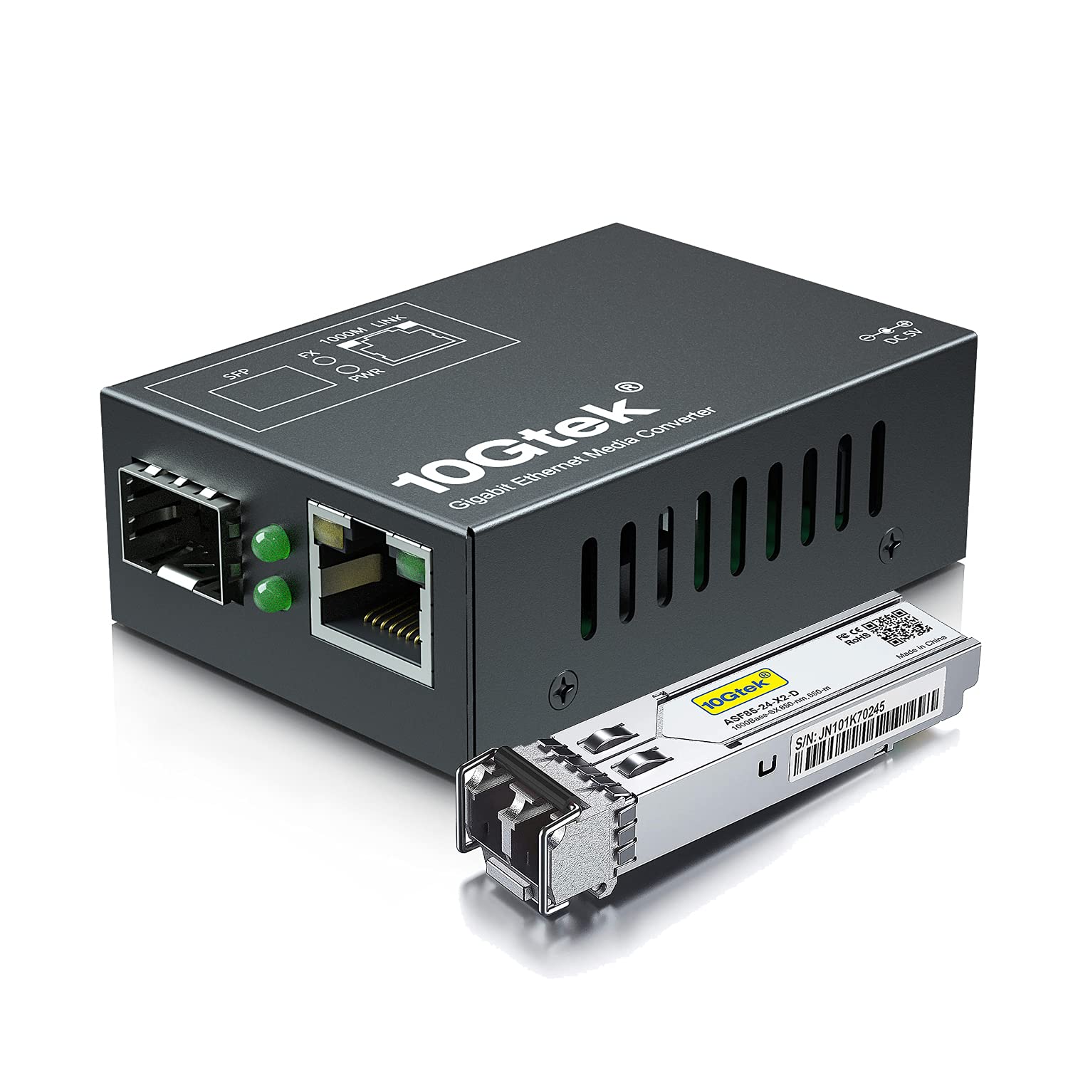 10Gtek [Mini Size] Gigabit Ethernet Media Converter, Multimode Dual Lc Fiber To Ethernet Rj45 Converter For 10/100/1000Base Tx T
