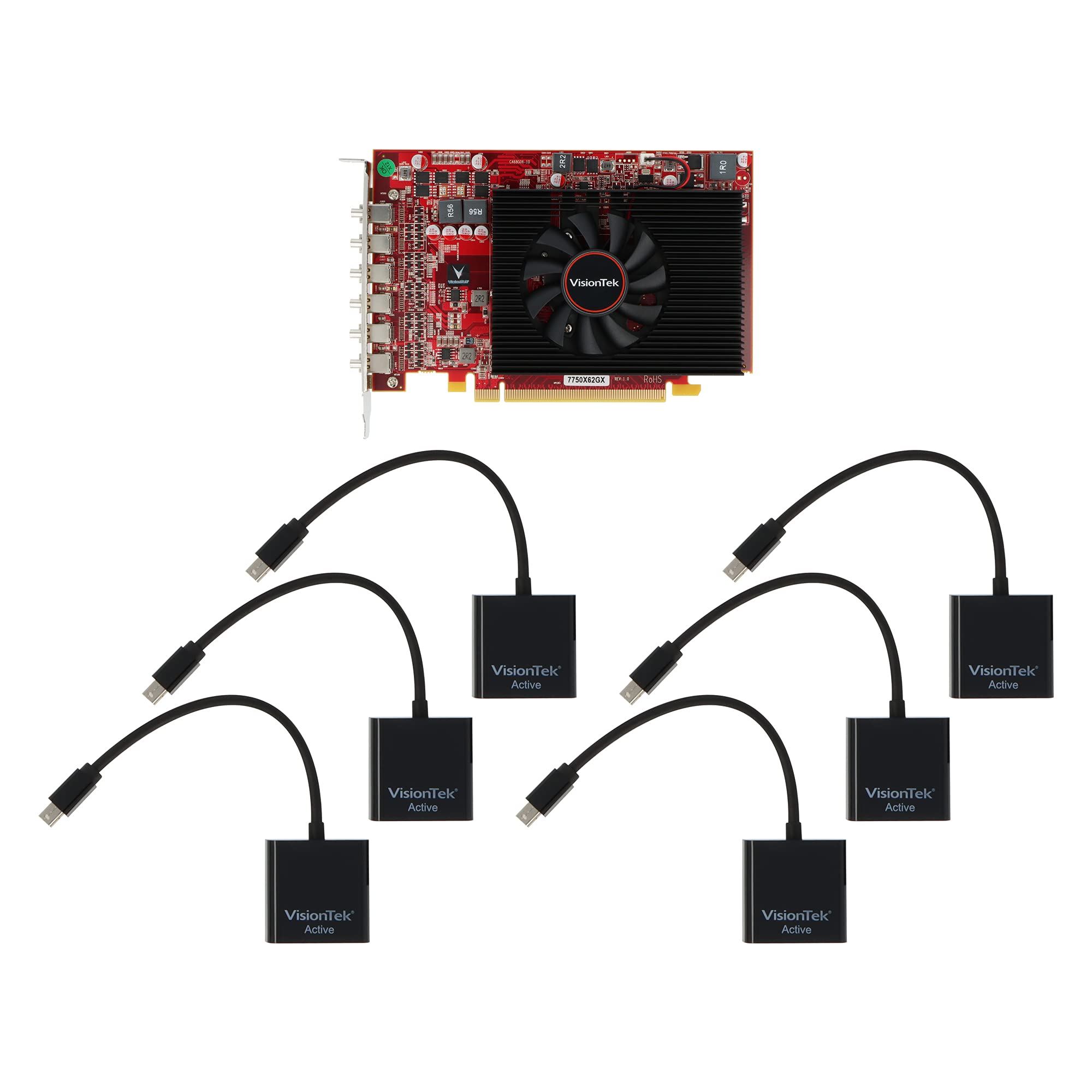 Visiontek Radeon 7750 2Gb Gddr5 6M (6X Minidp, 6X Minidp To Hdmi Adapters) Graphics Card   900880