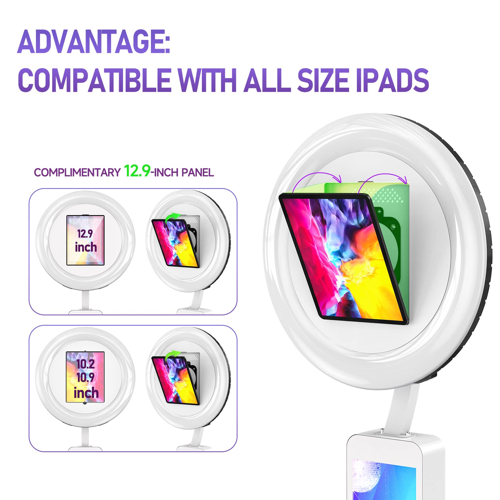 Harzhi Portable Photo Booth Compatible With Ipad 12.9In 10.9In 10.2In, For Ipad Photo Booth Shell Stand Stand Software App Contr