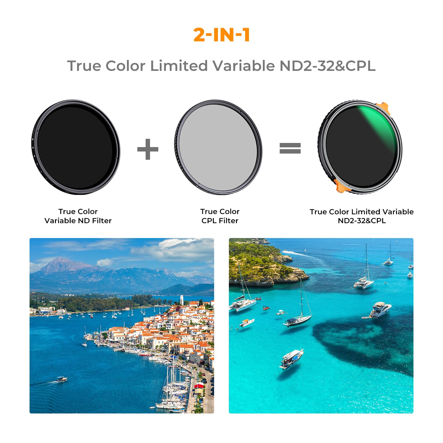 K&F Concept 62Mm True Color Variable Fader Nd2 32 Nd Filter And Cpl Circular Polarizing Lens Filter In 1 For Camera Lens Neutral