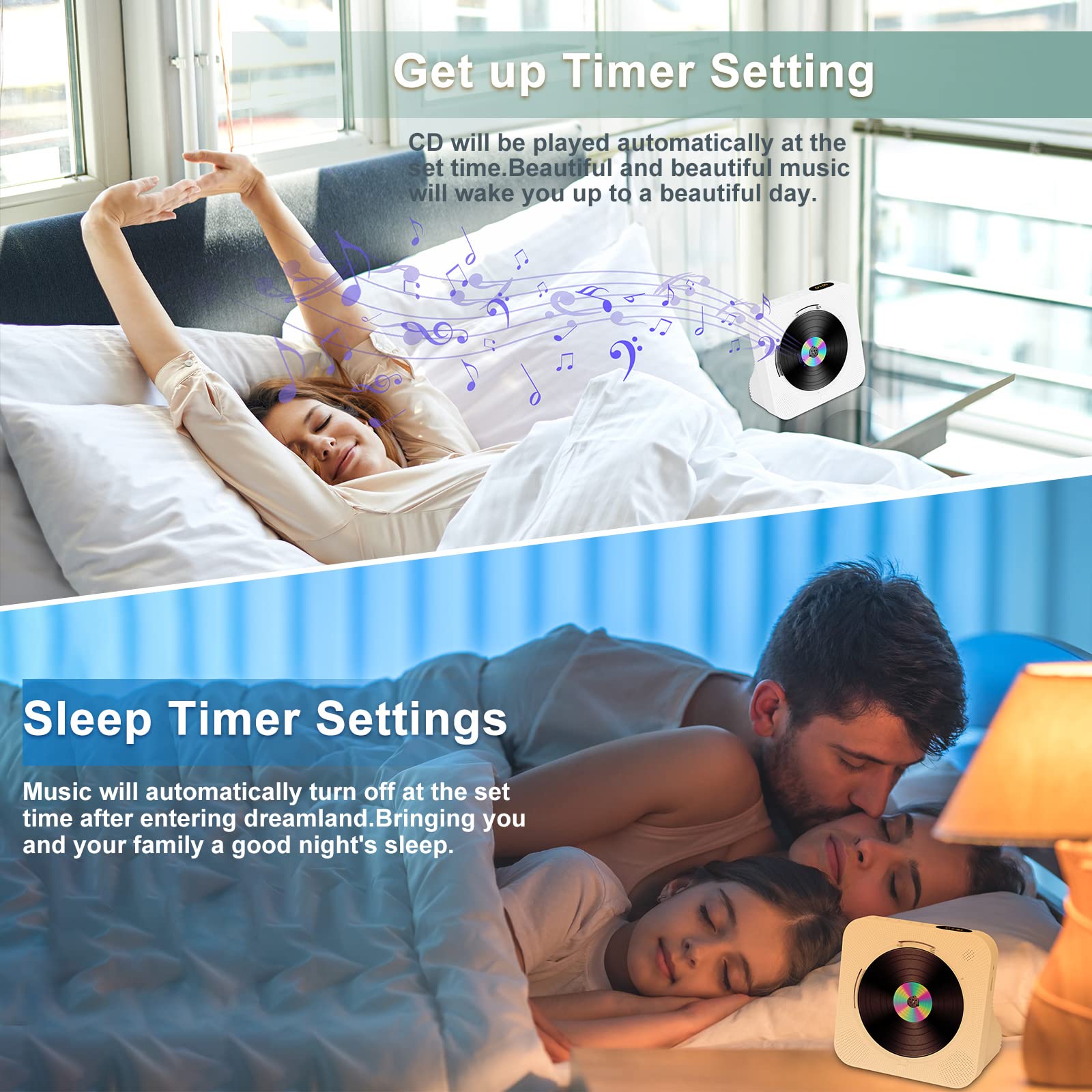 Austepax Portable Cd Player With Speakers Portable Cd Player With Bluetooth Support Timed Portable Cd Player With Headphones Cd