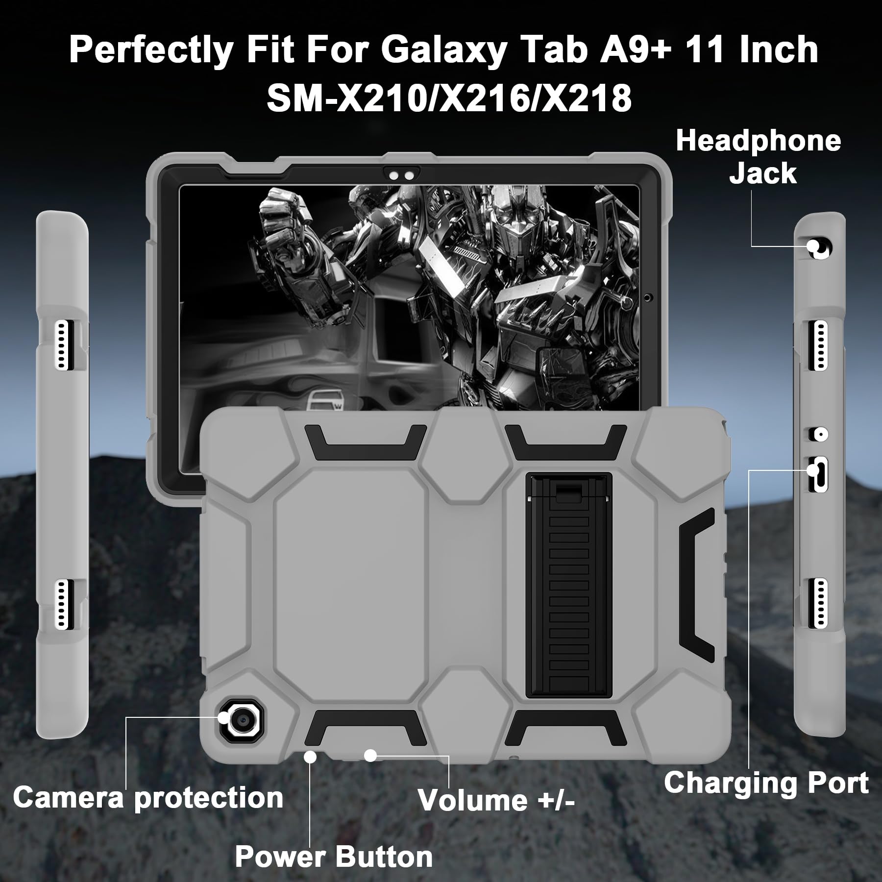 Ccmao Case For Samsung Galaxy Tab A9+ 11   (Sm X210/X216/X218), Heavy Duty Shockproof Hard Hybrid Three Layer Protective Cover W