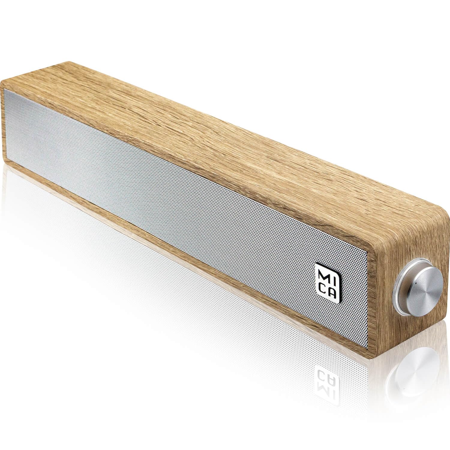 Mica Computer Speakers, Wired Computer Sound Bar, Wooden Mini Soundbar, Usb Powered Pc Speakers 3.5Mm Aux & Pc Input (Yellow)