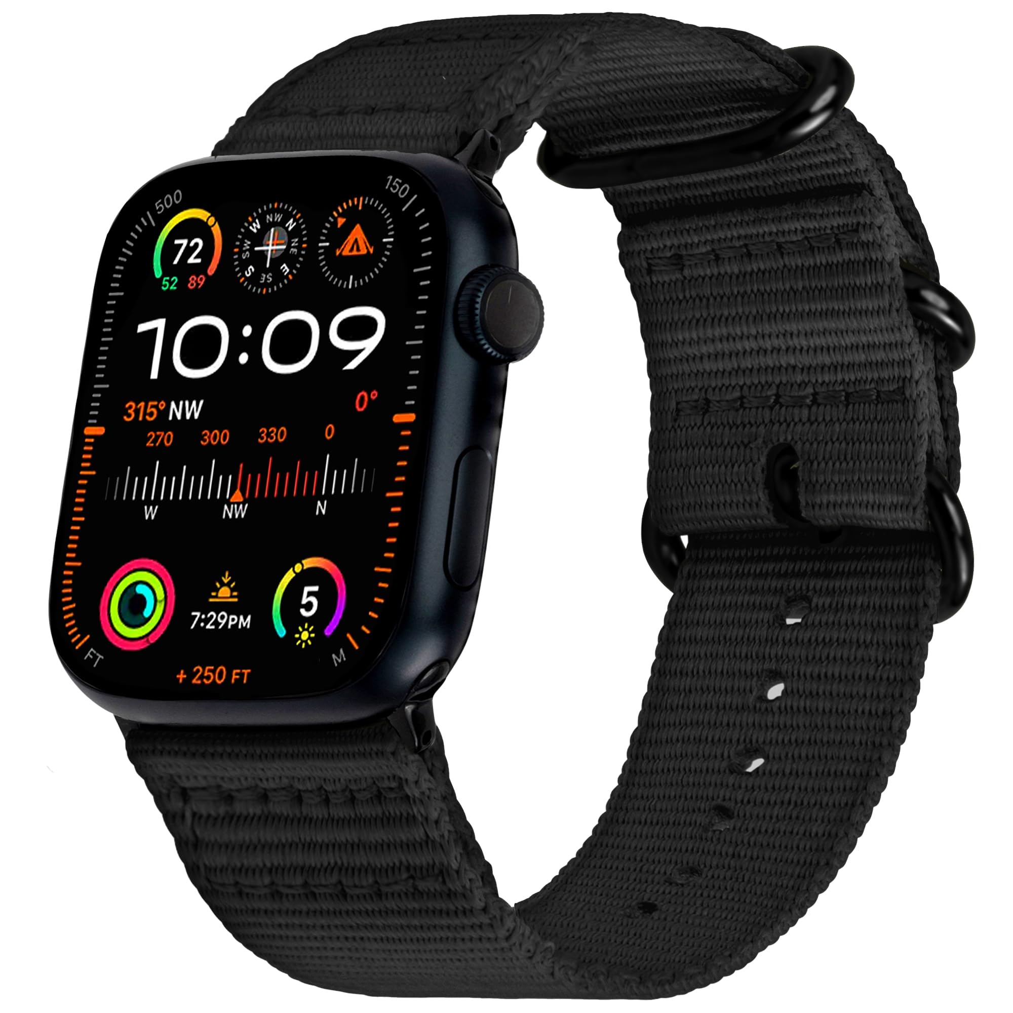 Carterjett Compatible With Apple Watch Band 41/40/38Mm Large Xl Nylon Iwatch Band Replacement Strap Extra Long Black Hardware Co