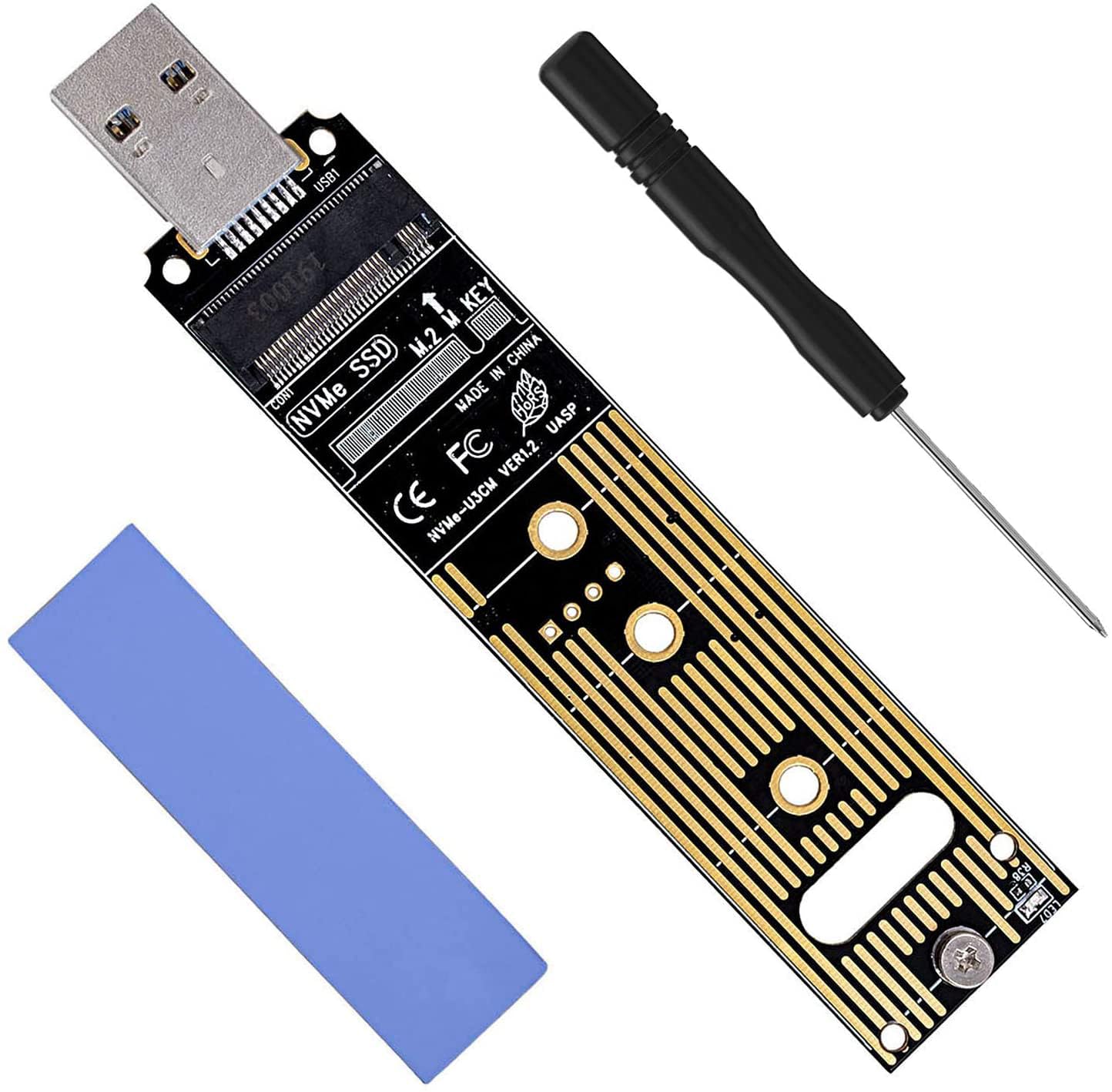 Jesot Nvme To Usb Adapter, M.2 Ssd Portable Converter, Pcie Based M Key Hard Drive Reader, 10 Gbps Usb 3.1 Gen 2 Bridge Chip, Ho