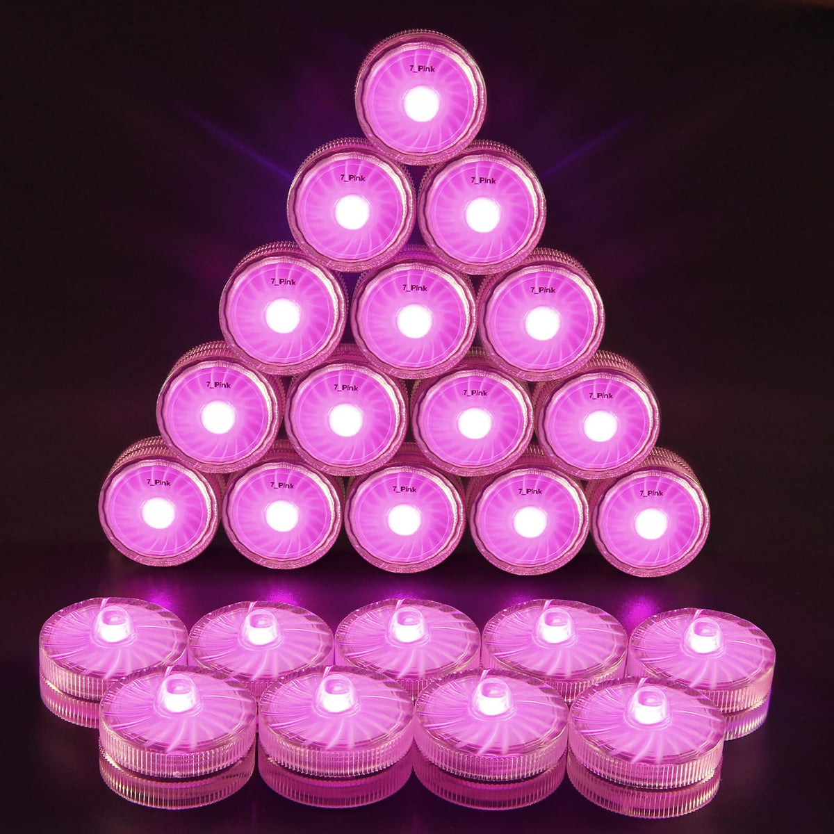Hl Submersible Led Lights,Pink Small Led Light,100 Hours Waterproof Flameless Led Lights Battery Powered For Wedding Home Vase F