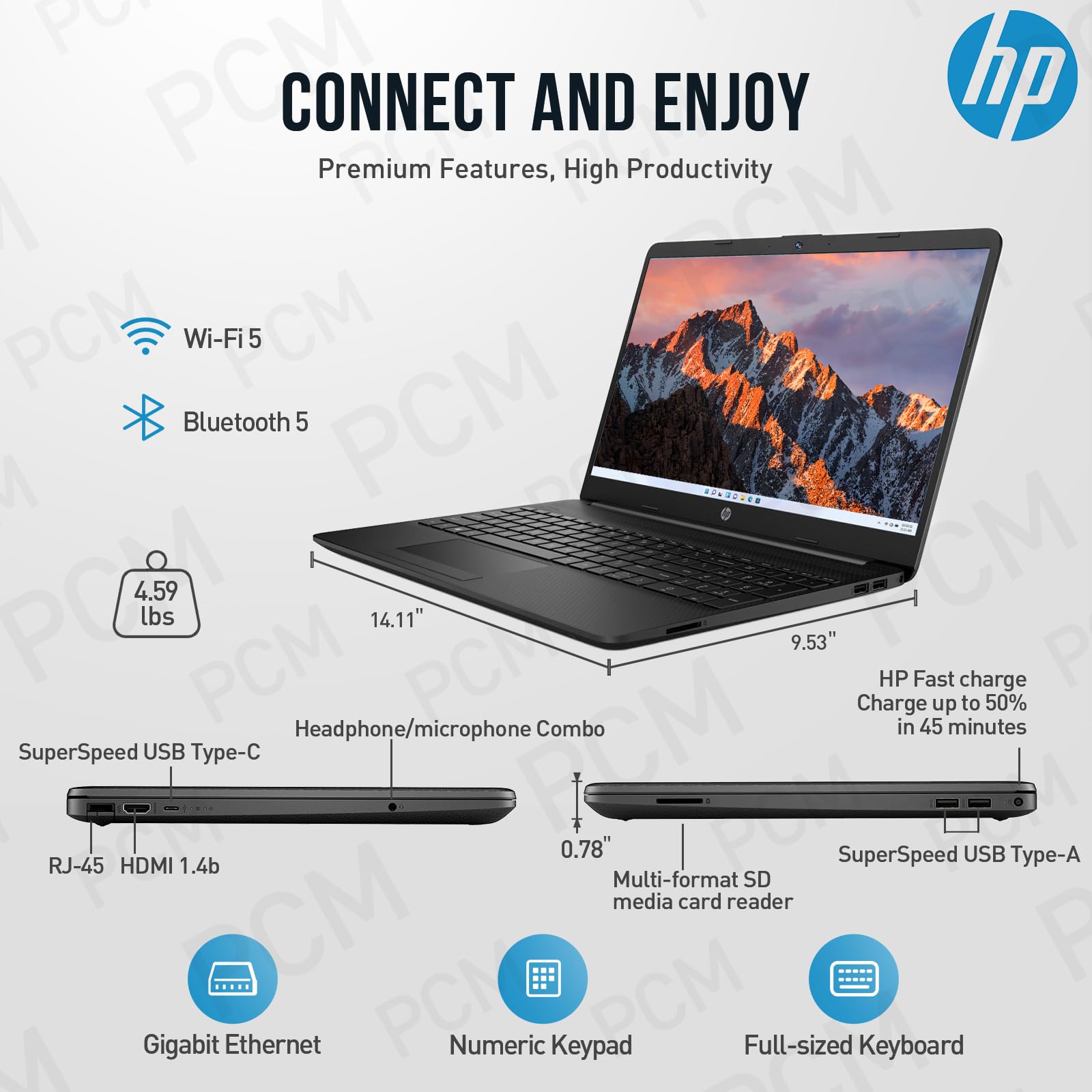 Hp 15.6 Laptop Computer, 15.6 Inch Hd Display, Intel Pentium Silver N5030, 16Gb Ram, 1Tb Ssd, 1 Year Office 365, Windows 11, Lon