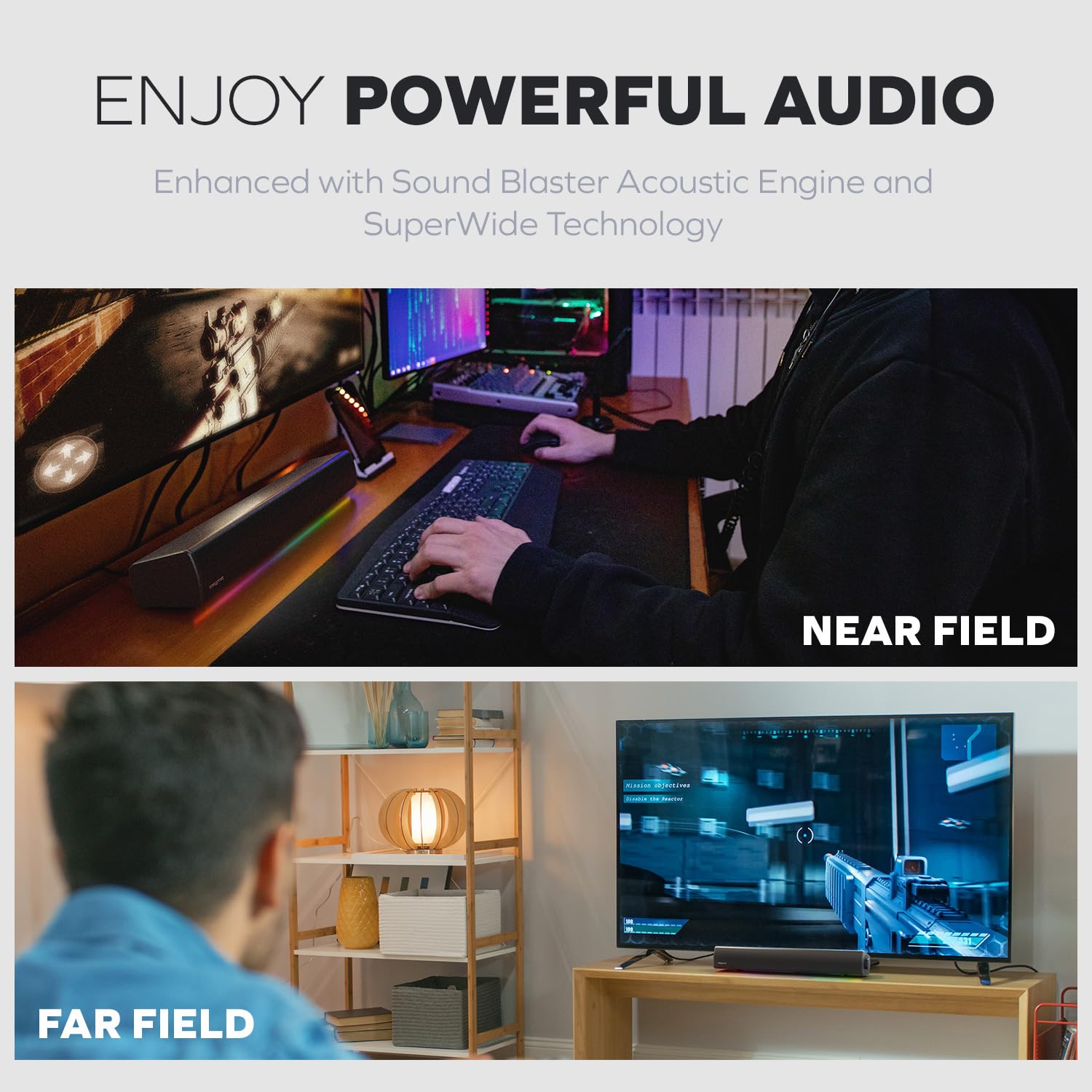 Sound Blaster Gs5 Rgb Gaming Soundbar With Superwide Technology, Powered Via Adapter, Up To 60W Peak Power, Bluetooth 5.4, Optic