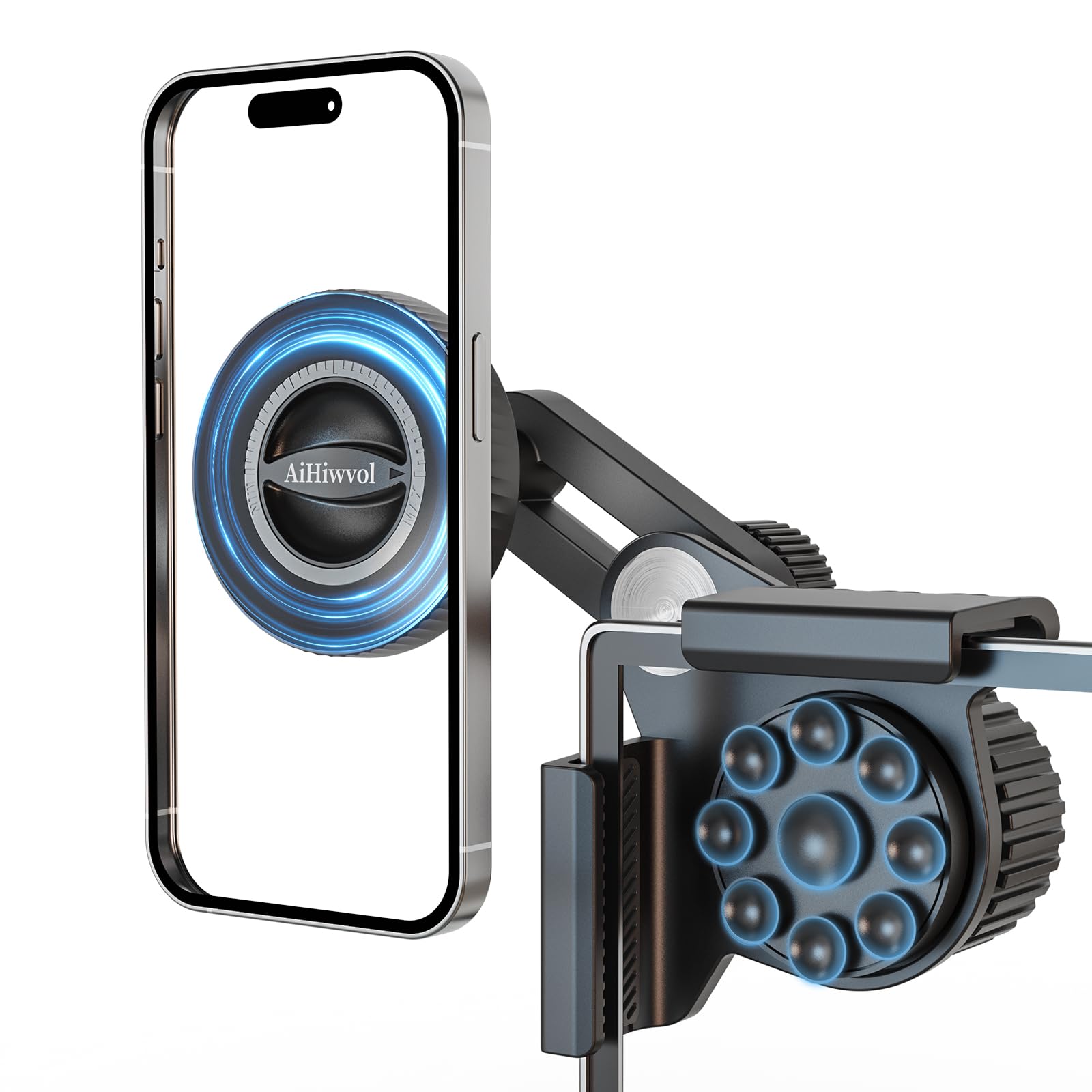 Aihiwvol For Tesla Phone Mount Magsafe, Strong Suction Power And No Glue Required For Screen, Magnetic Power Adjustable Tesla Ph