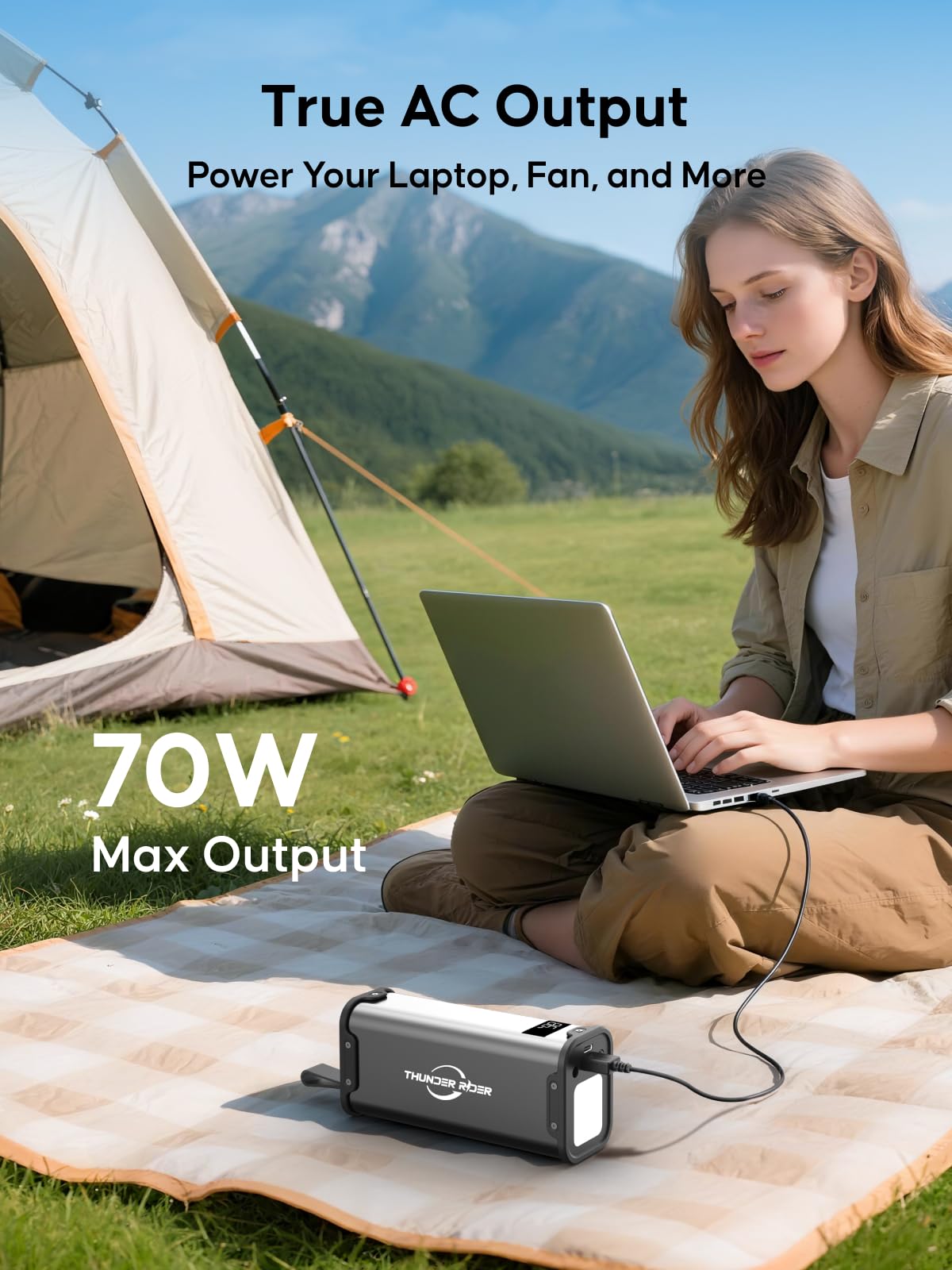 Portable Power Station 99.99Wh Camping Lithium Battery Solar Generator Large Power Bank With Ac Outlet 70W For Home Backup Outdo