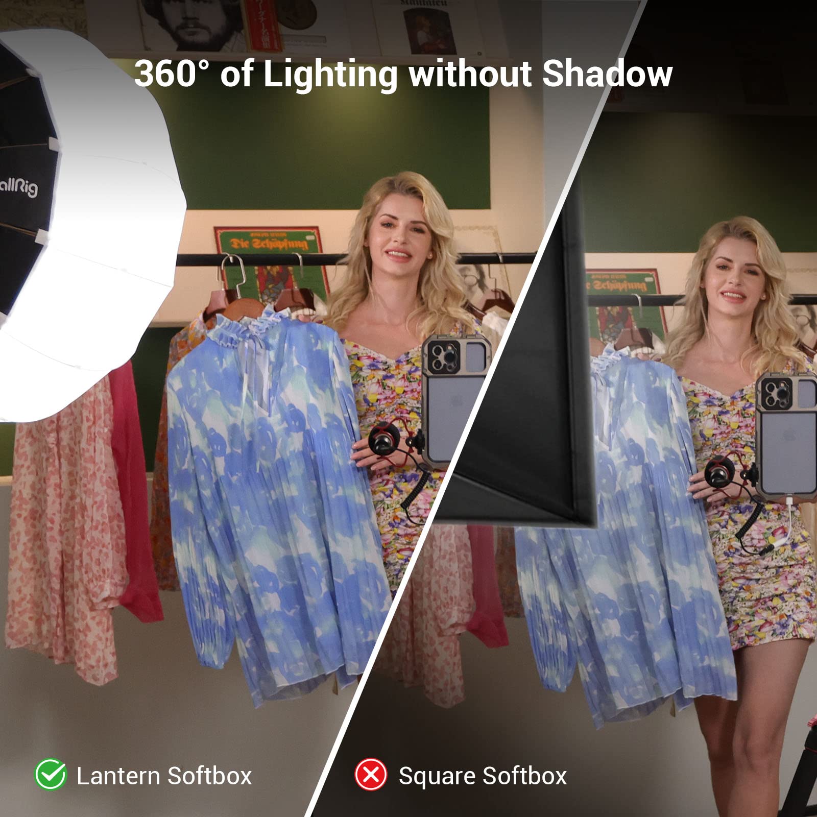 Smallrig Lantern Softbox Soft Light Modifier, 26 Inch/65 Cm Softbox Diffuser Compatible With Smallrig Video Light 120B/120D/220B