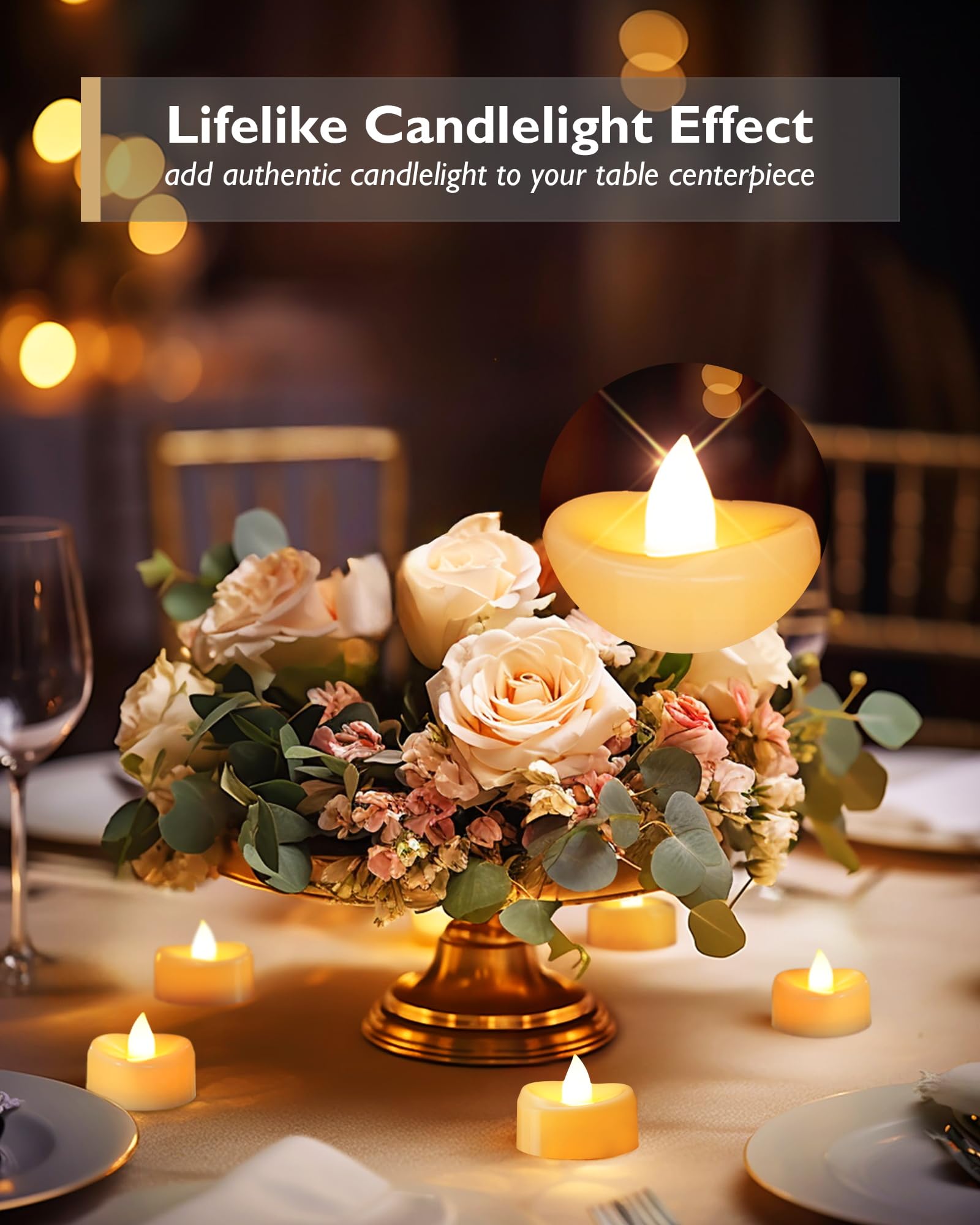 Merrynights Flameless Candles, 50 Pack Led Tea Lights Candles Battery Operated, Last 200+ Hrs Flickering Tea Lights, Flameless T